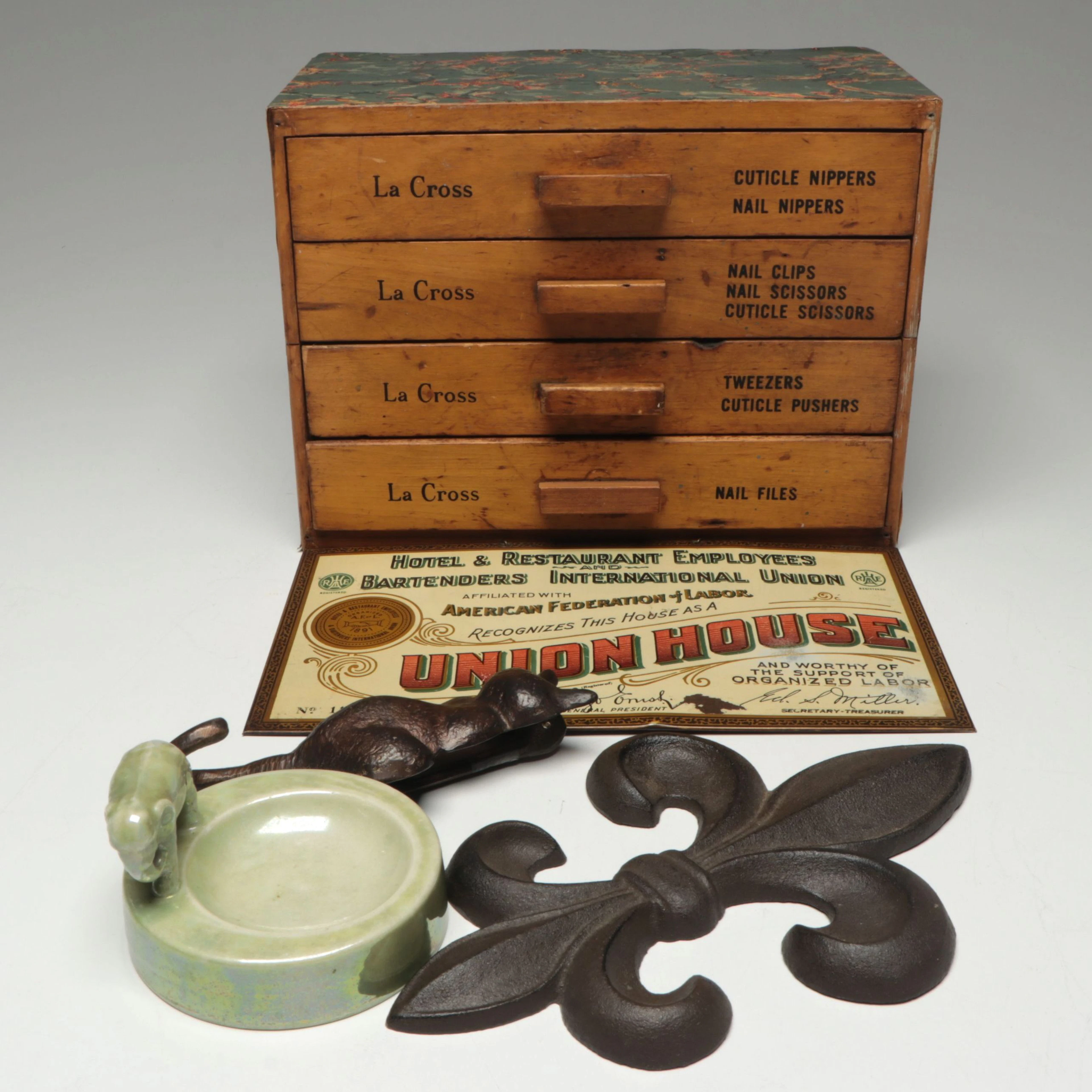 La Cross Countertop Manicure Tools Cabinet with Cat Door Knocker and More Décor