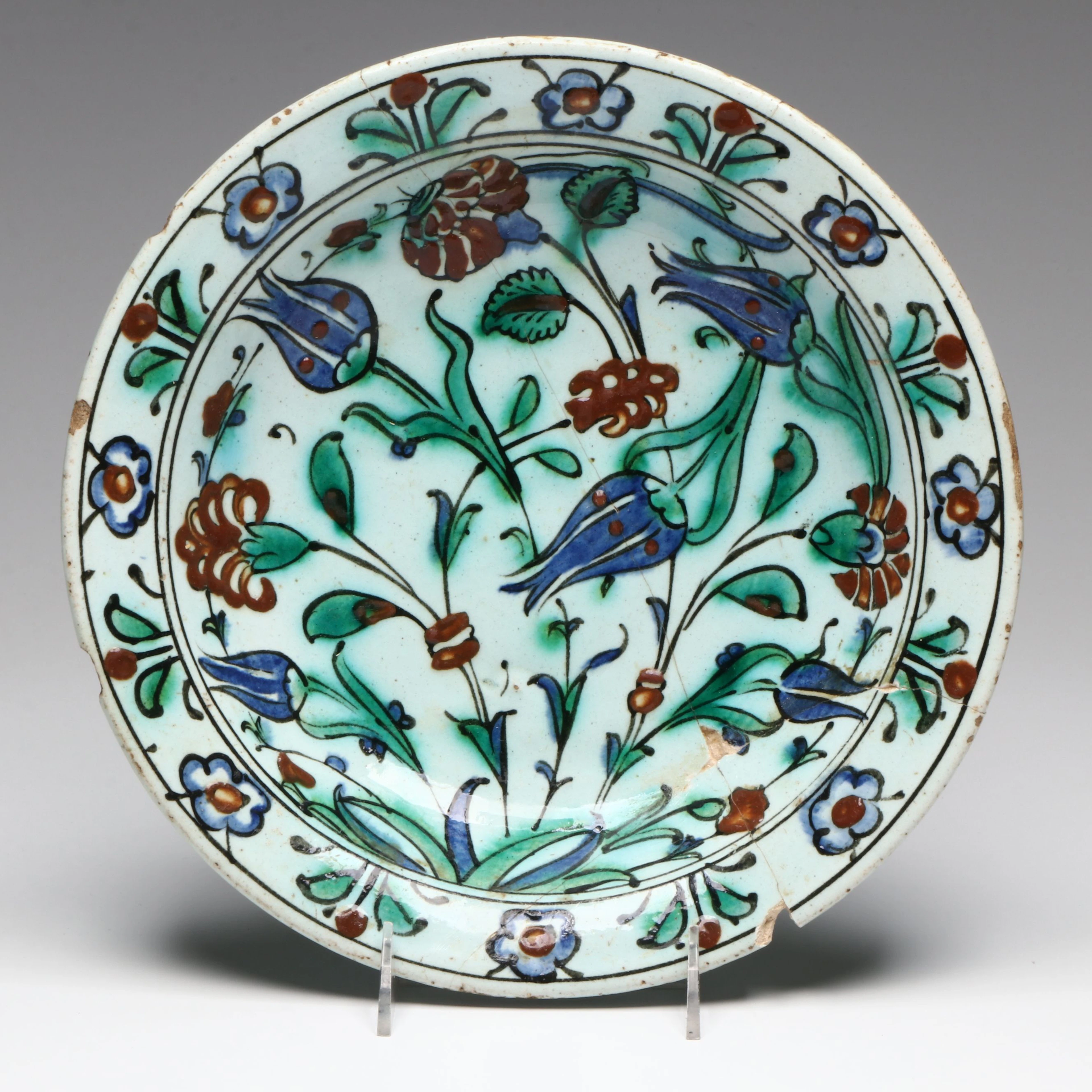 Antique Ottoman Turkish Iznik Plate, 16th Century