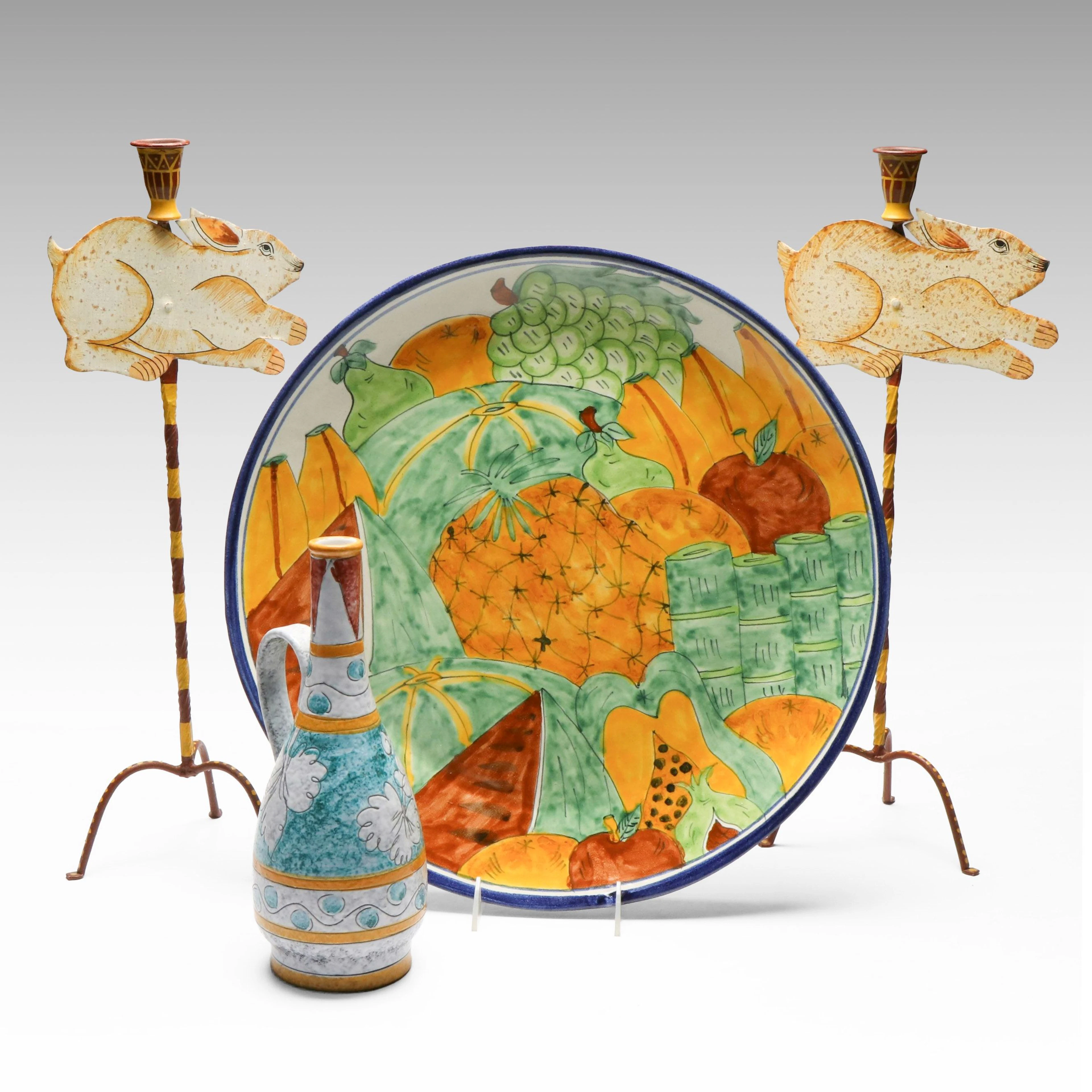 Mexican Talavera Ceramic Serving Platter with More Hand-Painted Folk Art
