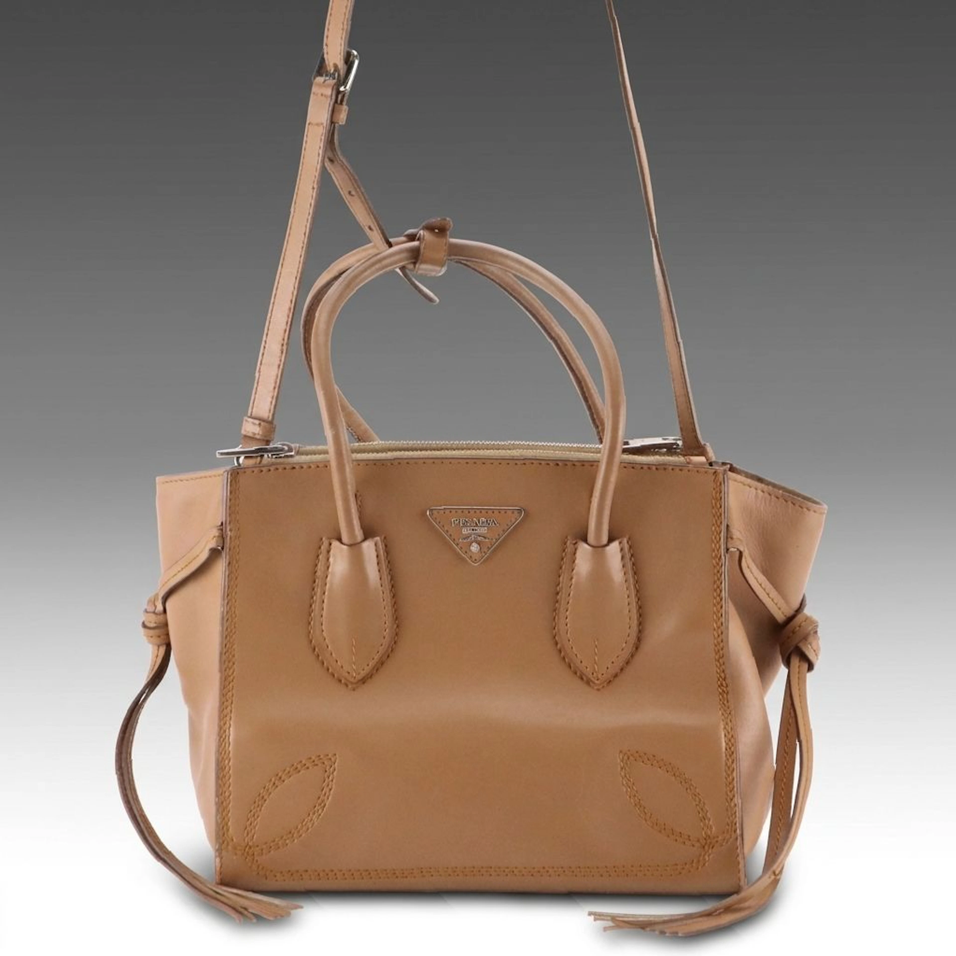 Prada Brown Leather Twin Pocket City Sport Tote Bag