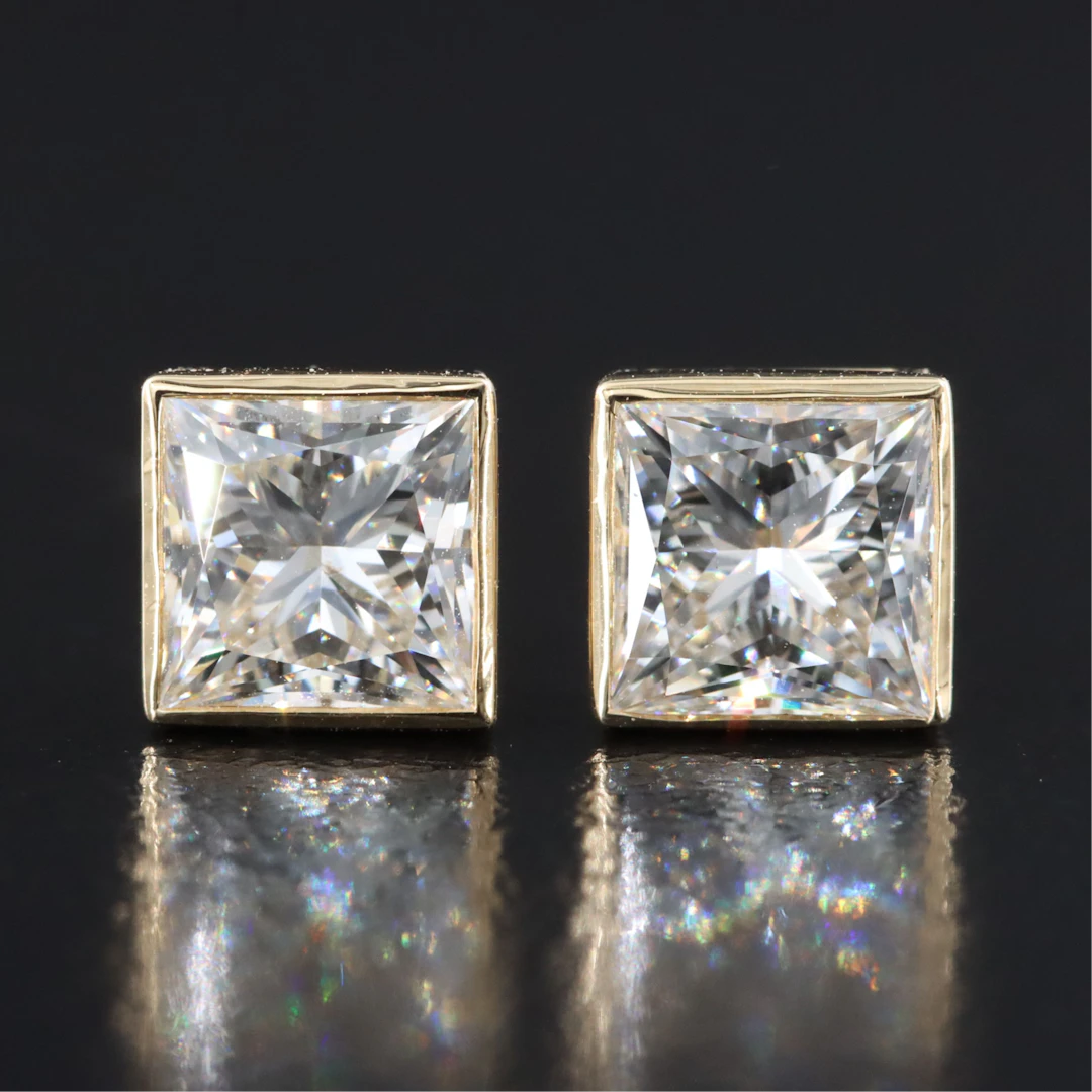 14K 2.10 CTW Lab Grown Diamond Solitaire Earrings with IGI Reports