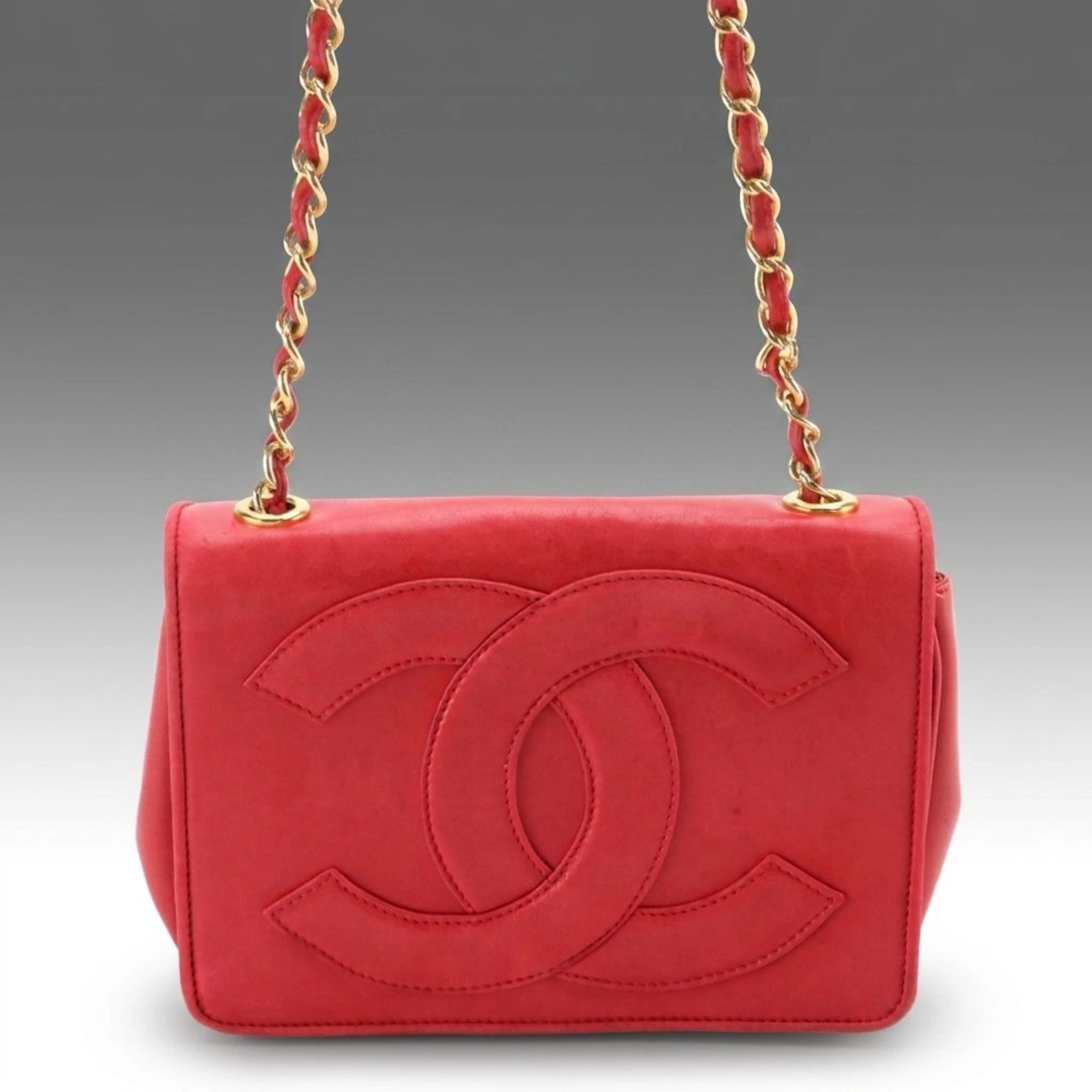 Chanel CC Chain Full Flap Mini Bag in Red Leather, Series 0