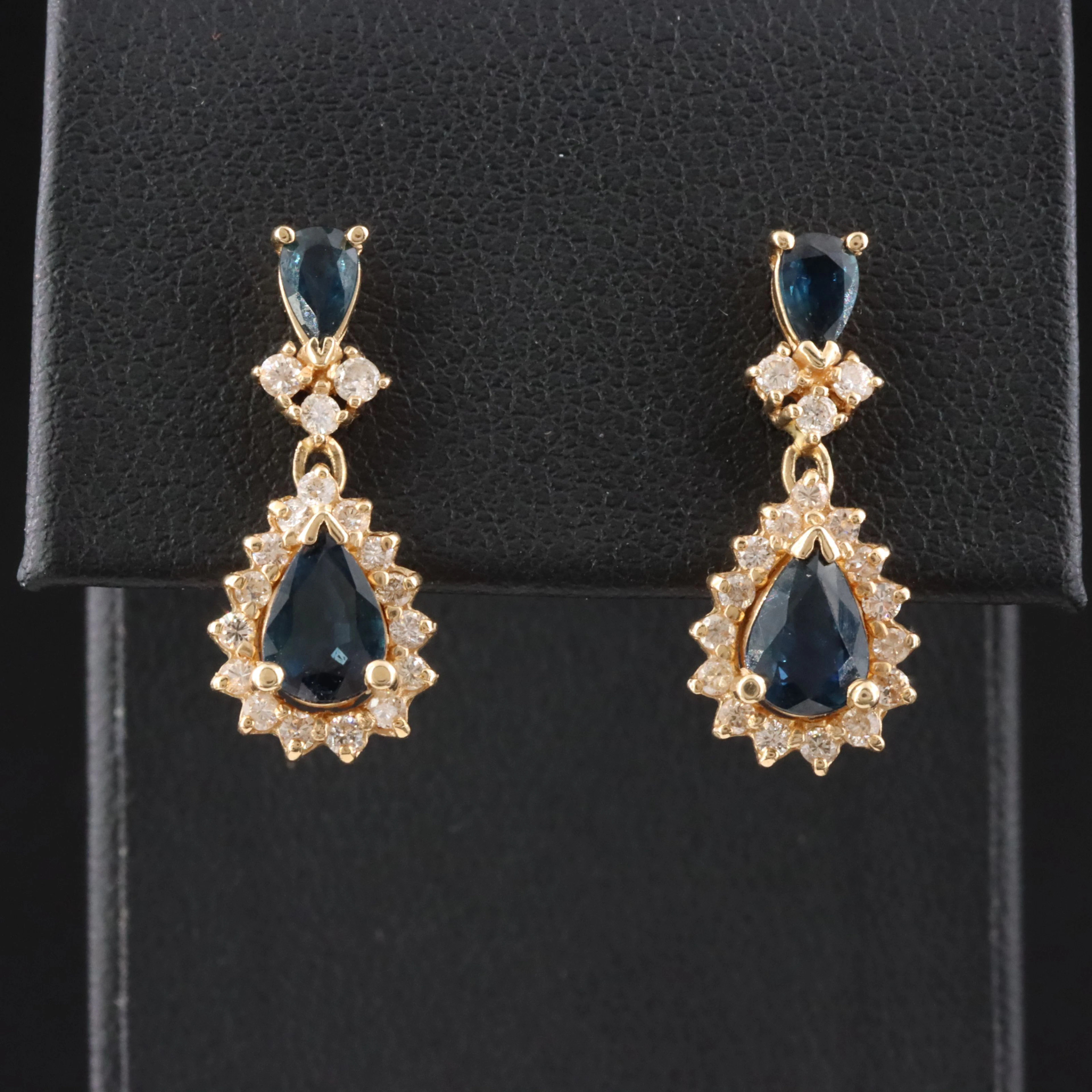 14K Sapphire and 0.57 CTW Diamond Drop Earrings