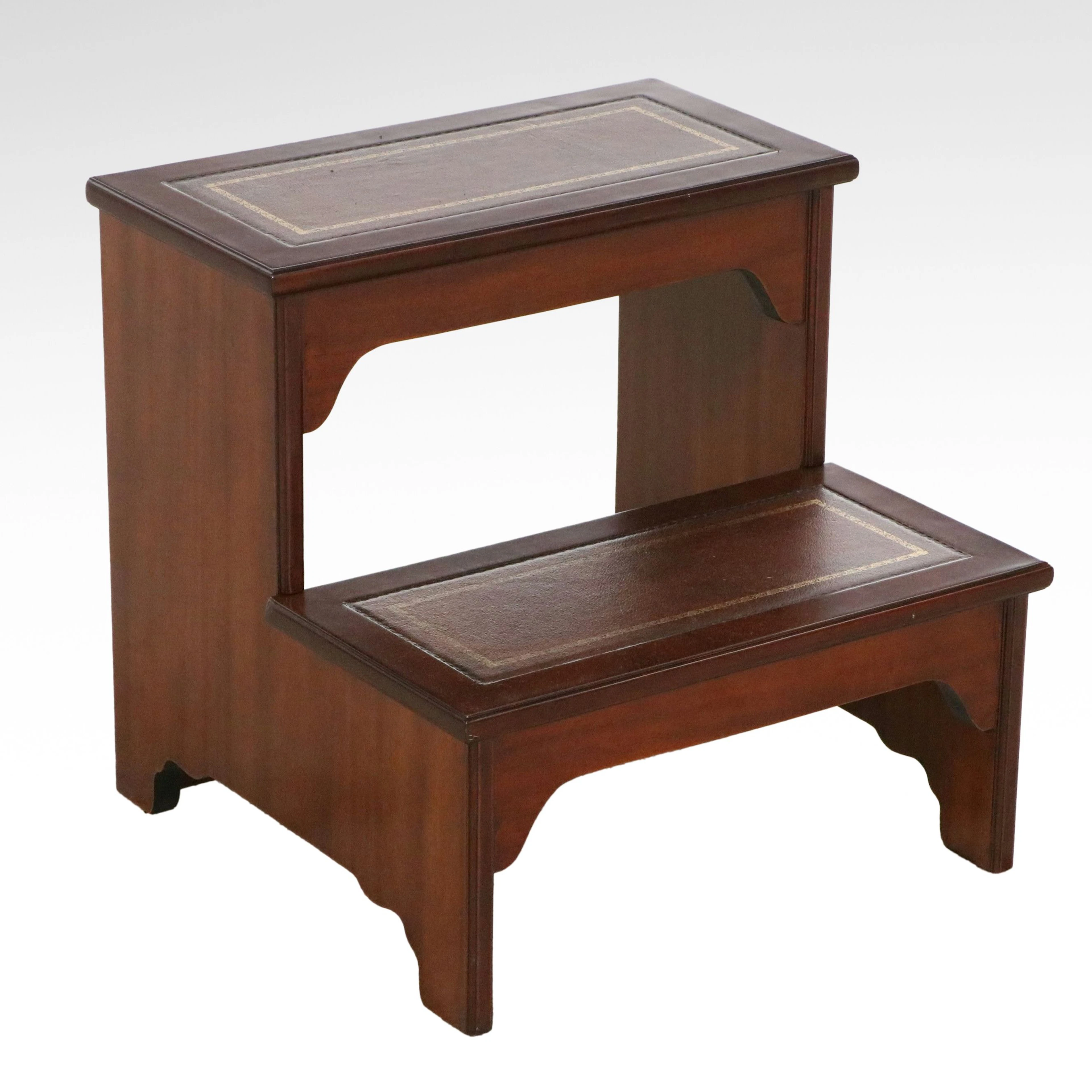 Regency Style Mahogany Leather Top Bed Steps, Late 20th Century