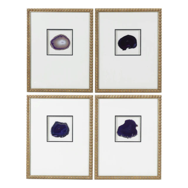 Collection of Purple and Blue Geode Wall Hangings