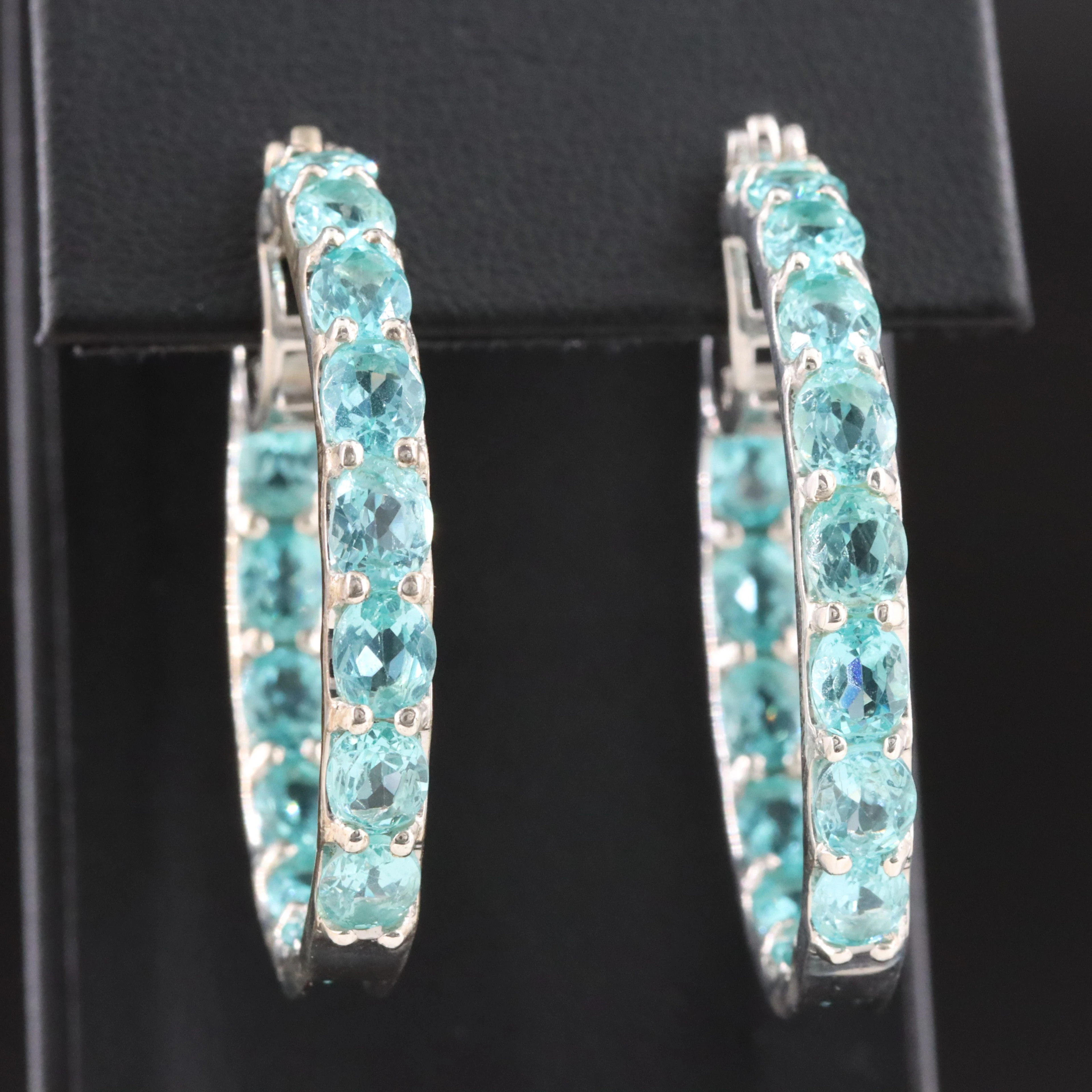 Sterling Inside-Out Apatite Hoop Earrings