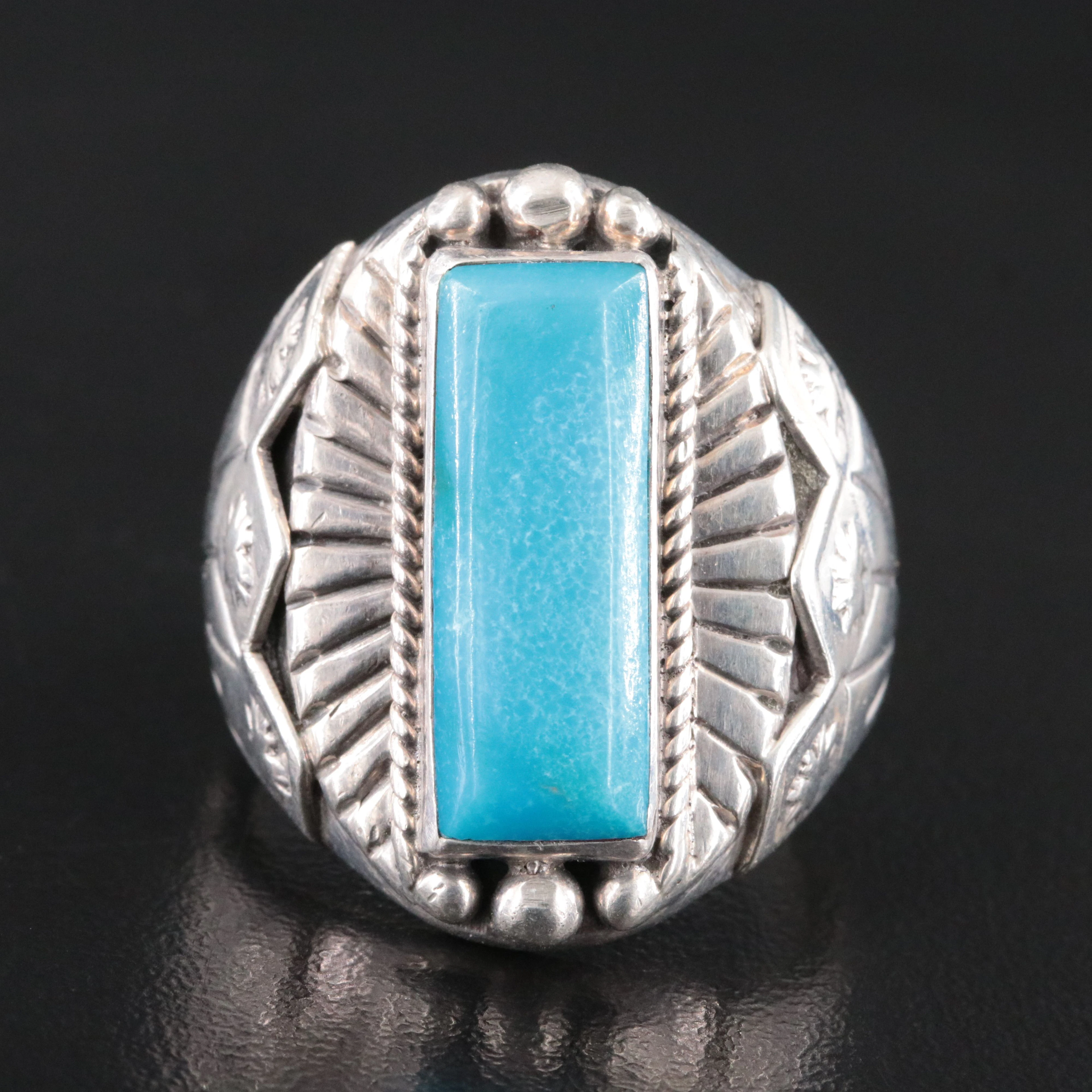 Tom David Navajo Diné Sterling Turquoise Ring