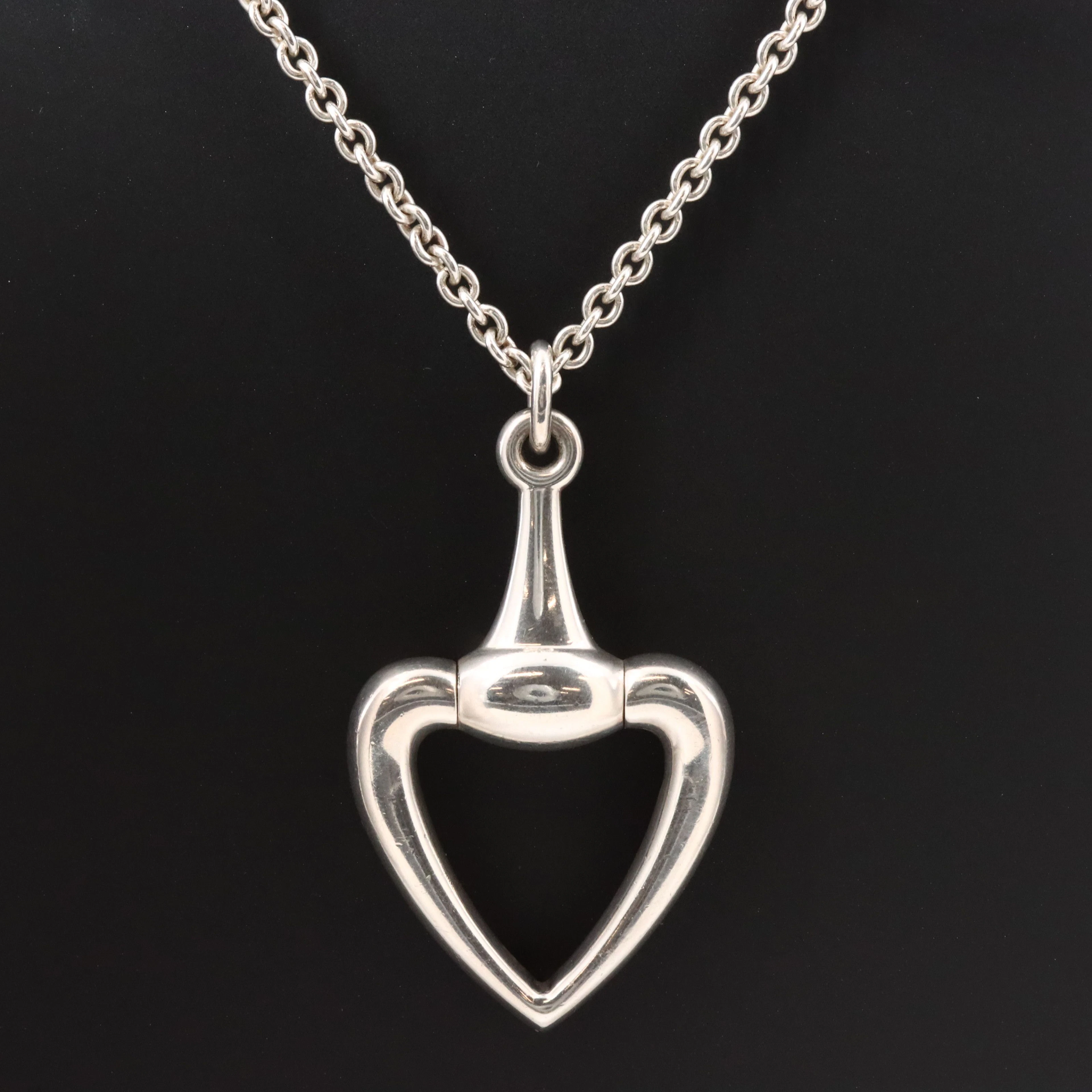 Gucci Sterling Horsebit Heart Necklace