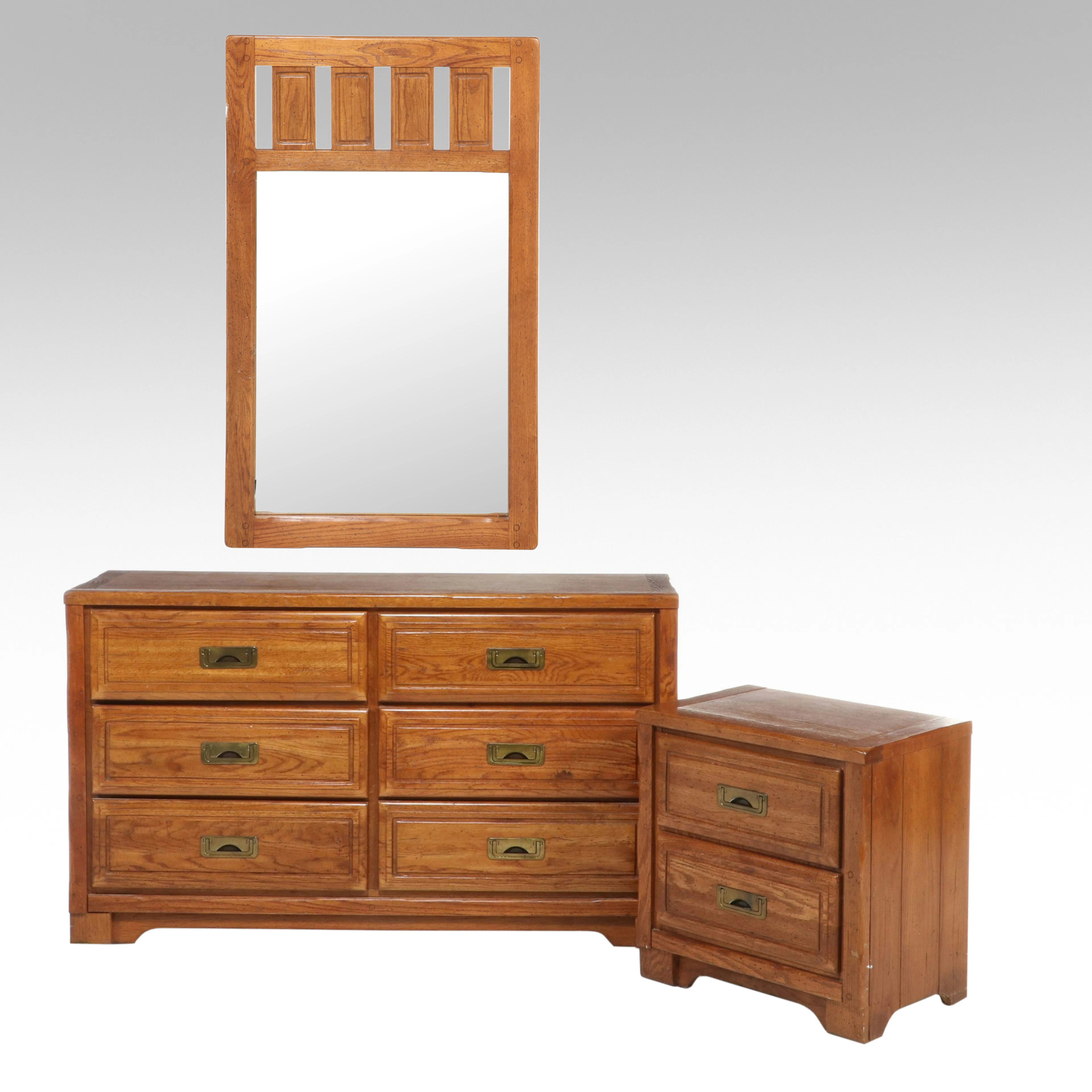 Young-Hinkle "Country Oak" Dresser and Bedside Chest, Late 20th Century