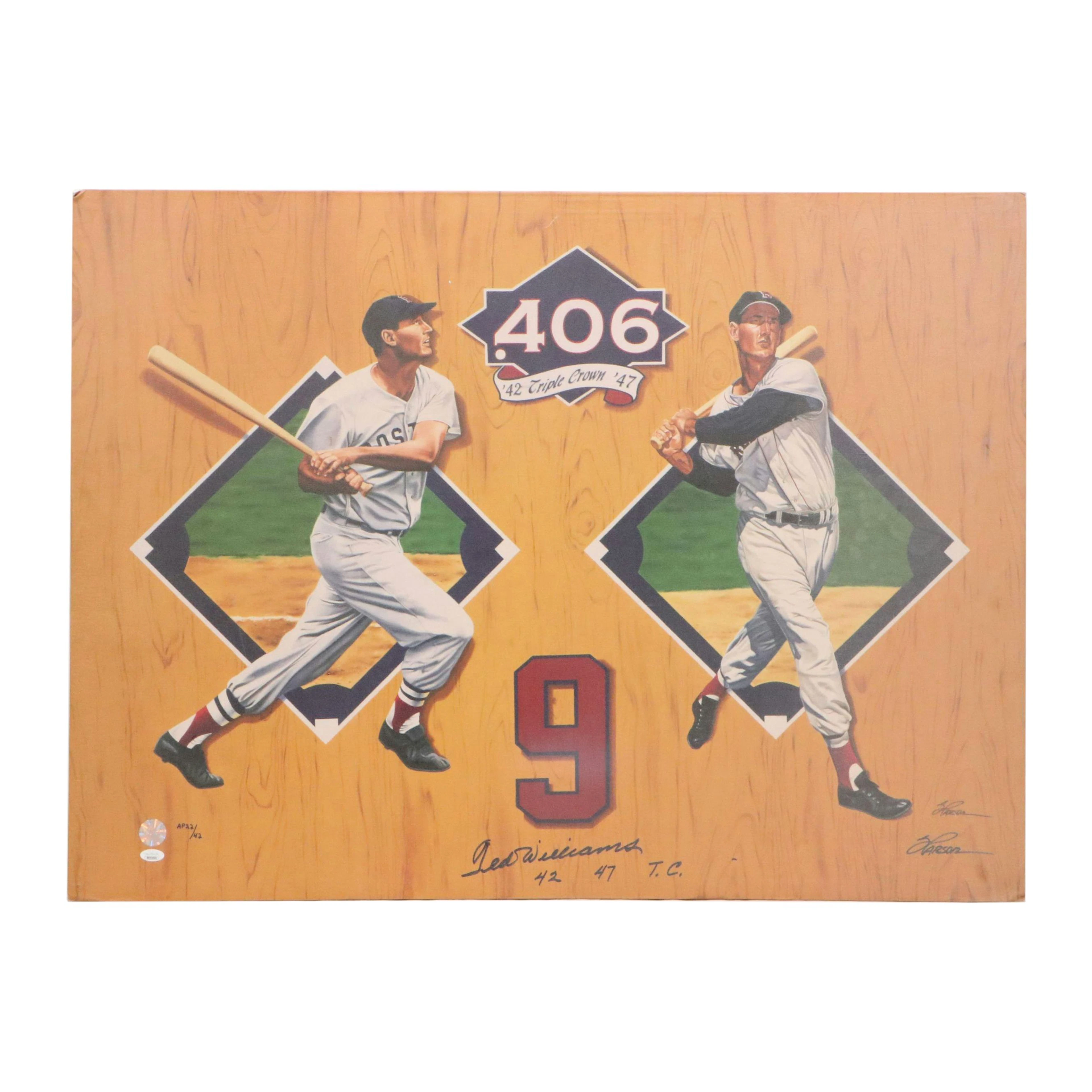 Tew Williams Signed "42 47 T.C." Limited Edition Triple Crown Canvas Print, JSA