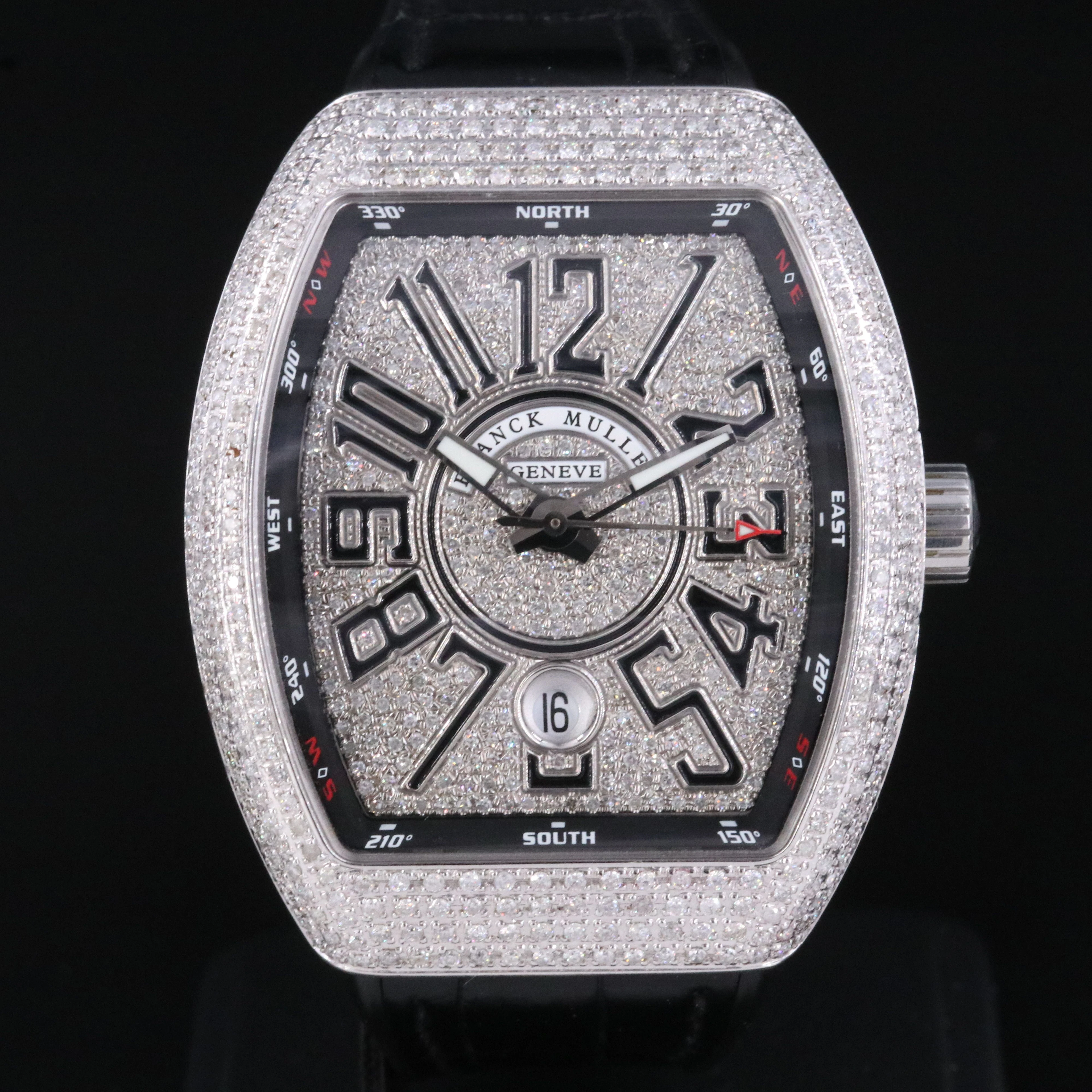 Franck Muller Vanguard Steel 3.88 CTW Diamonds Automatic Watch V41 SC DT