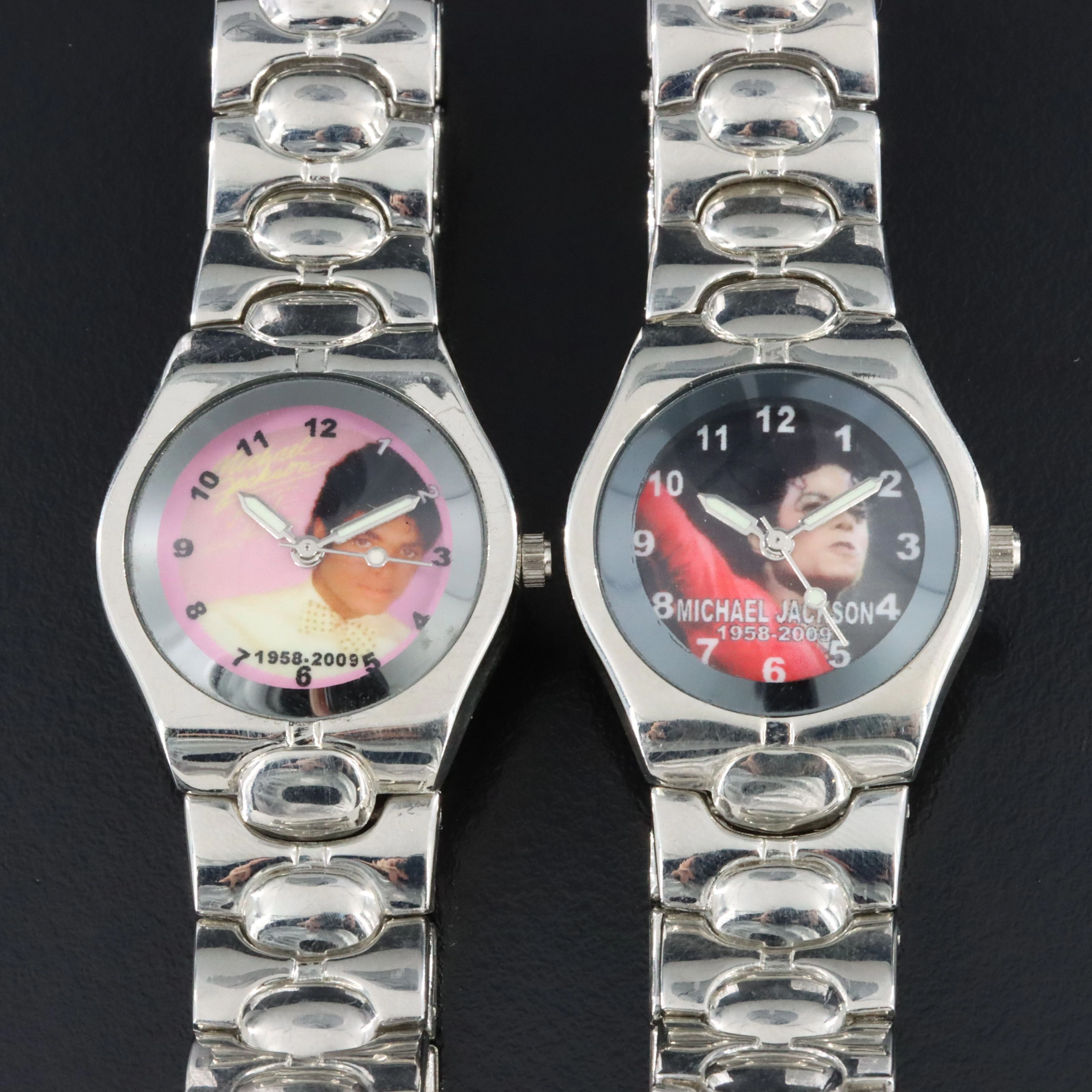 Michael Jackson Silver-Tone Quartz Pop Culture Dress Watches