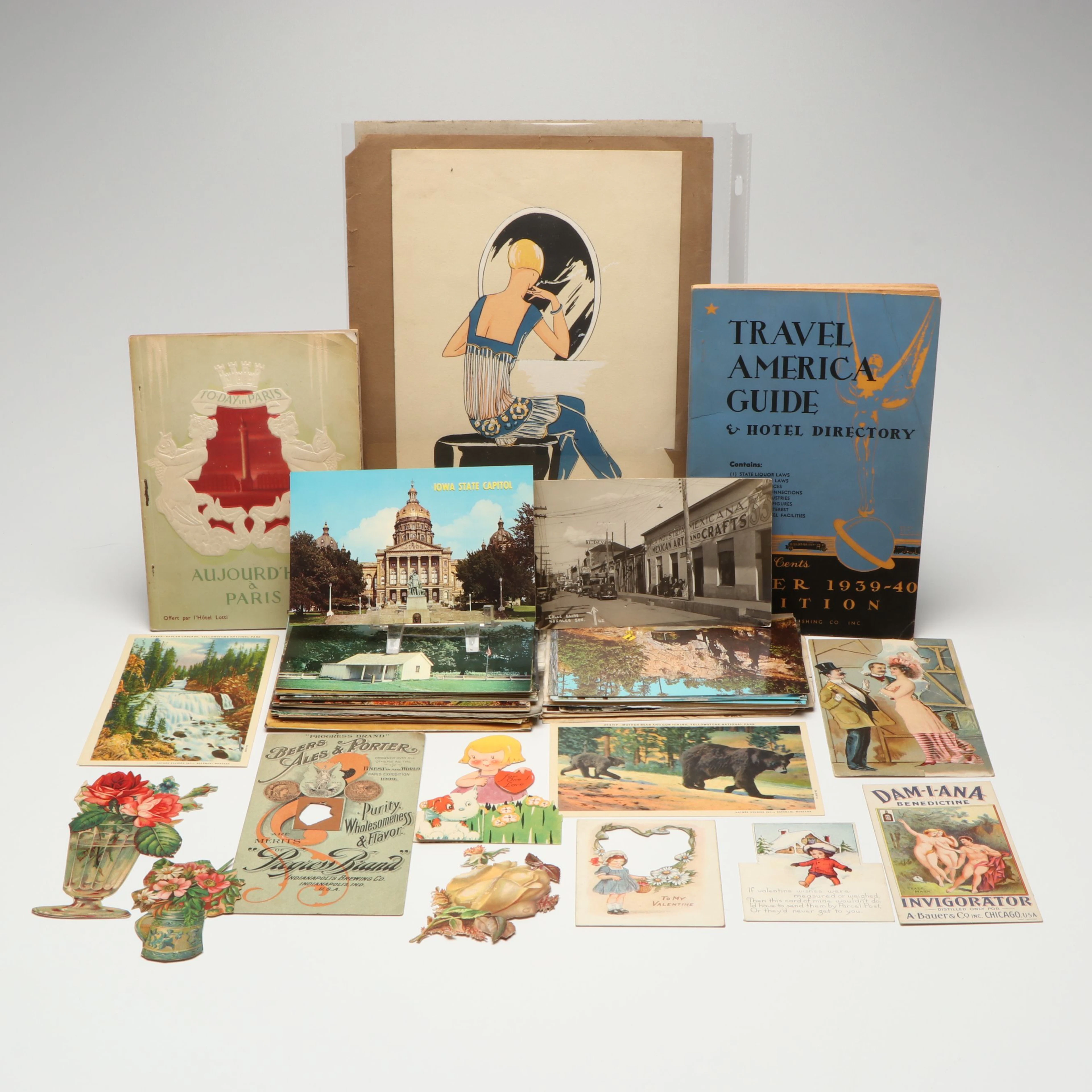 Souvenir Postcards, Indianapolis Brewing Cards, Art Deco Fashion Prints
