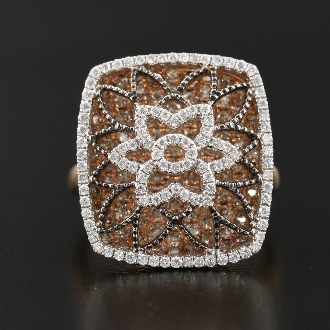 Gregg Ruth 18K Rose Gold 2.08 CTW Diamond Star Powered Flower Ring