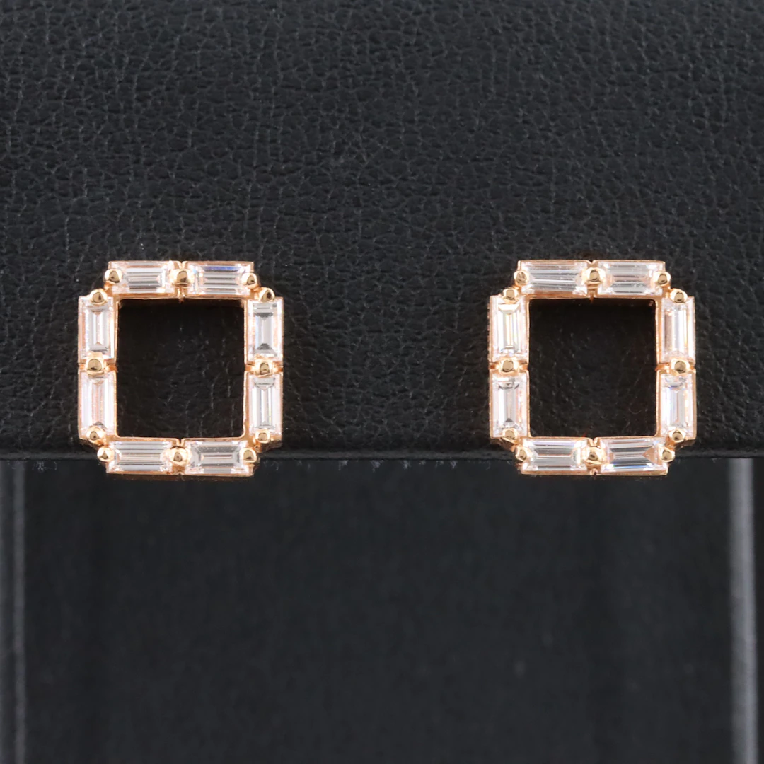 18K 0.90 CTW Diamond Frame Earrings