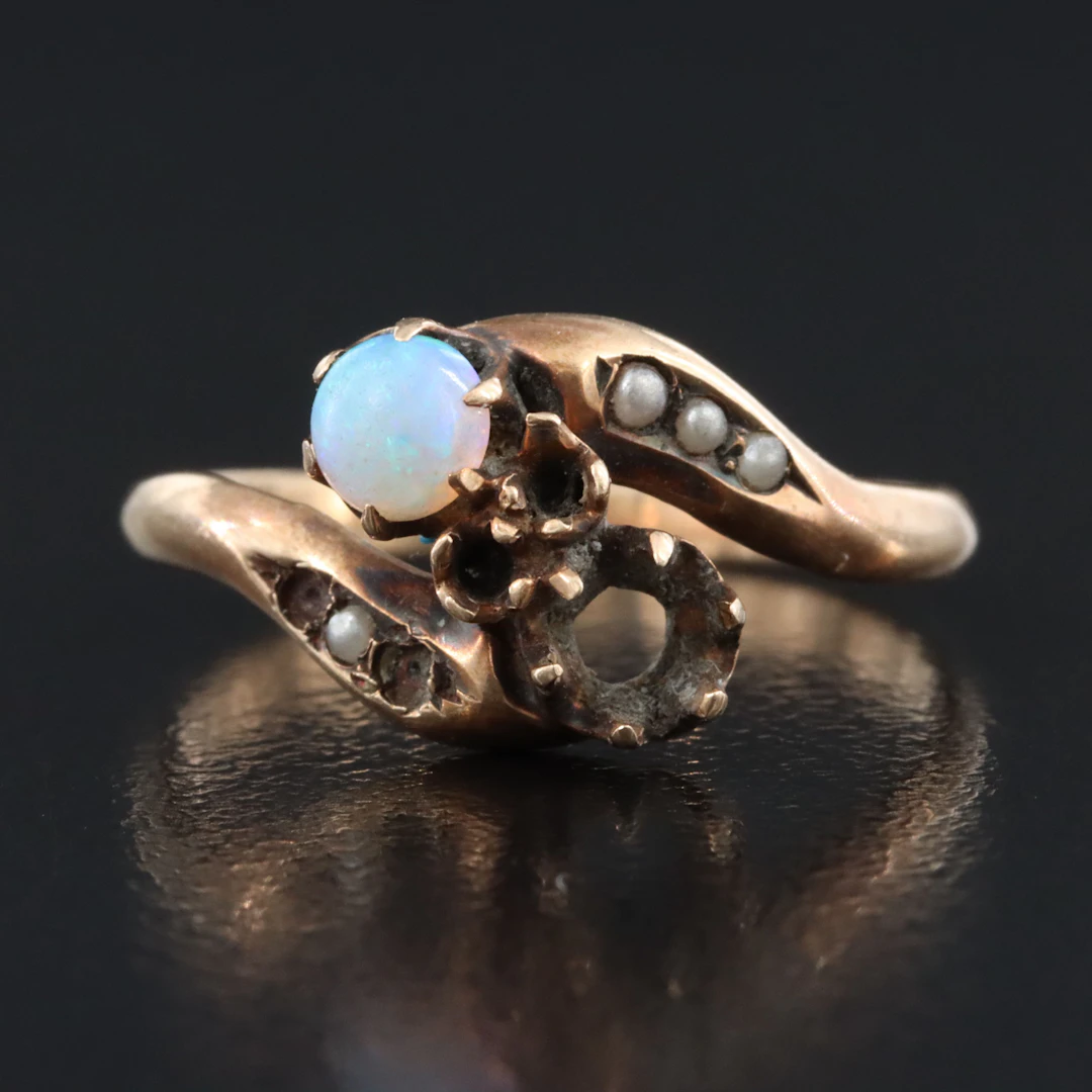 10K Opal and Imitation Seed Pearl Scrap Lot