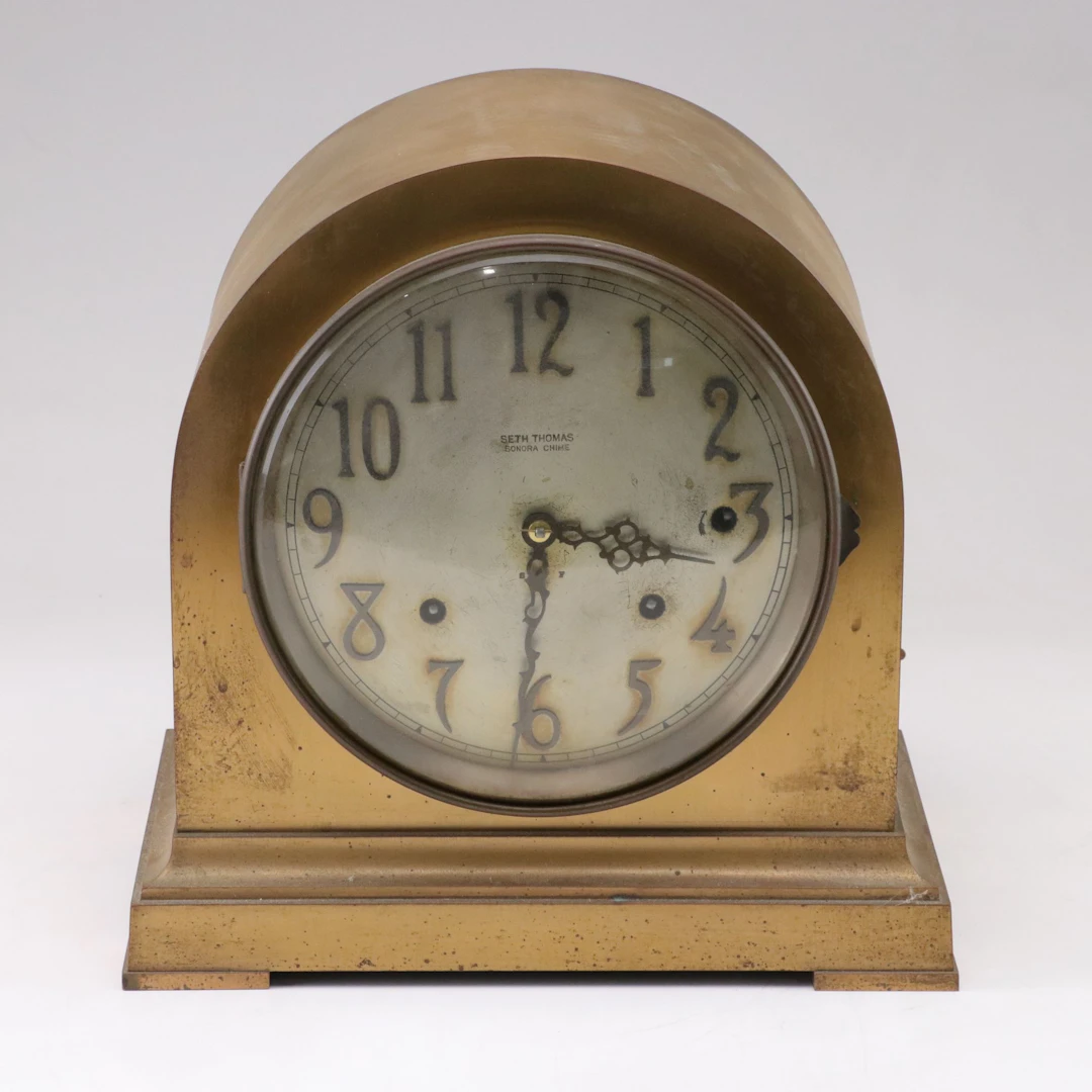 Seth Thomas Brass Dome Top Mantel Clock, Early 20th Century