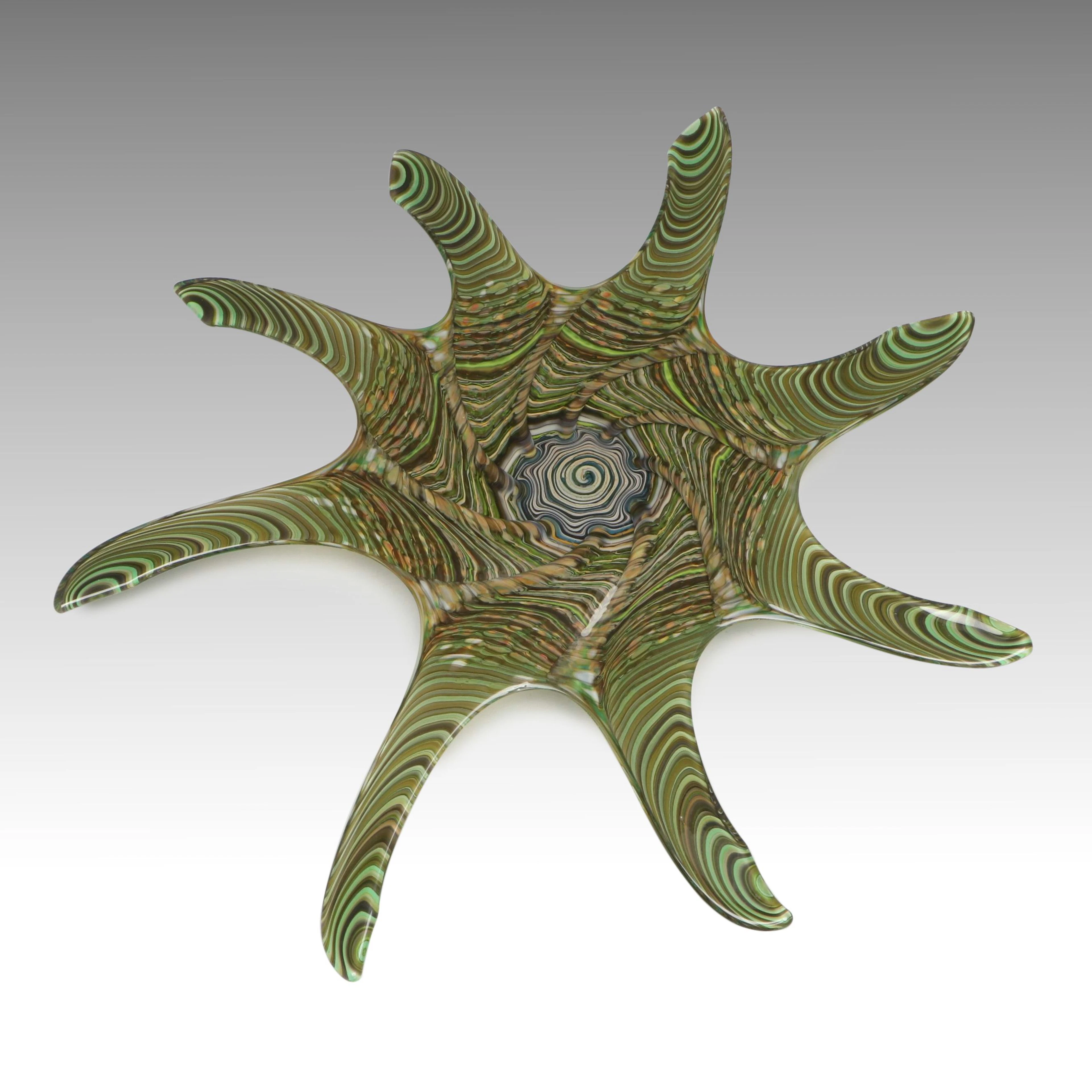 Rod Sounik Multicolor Footed Optic Art Glass Sculpture, 2003