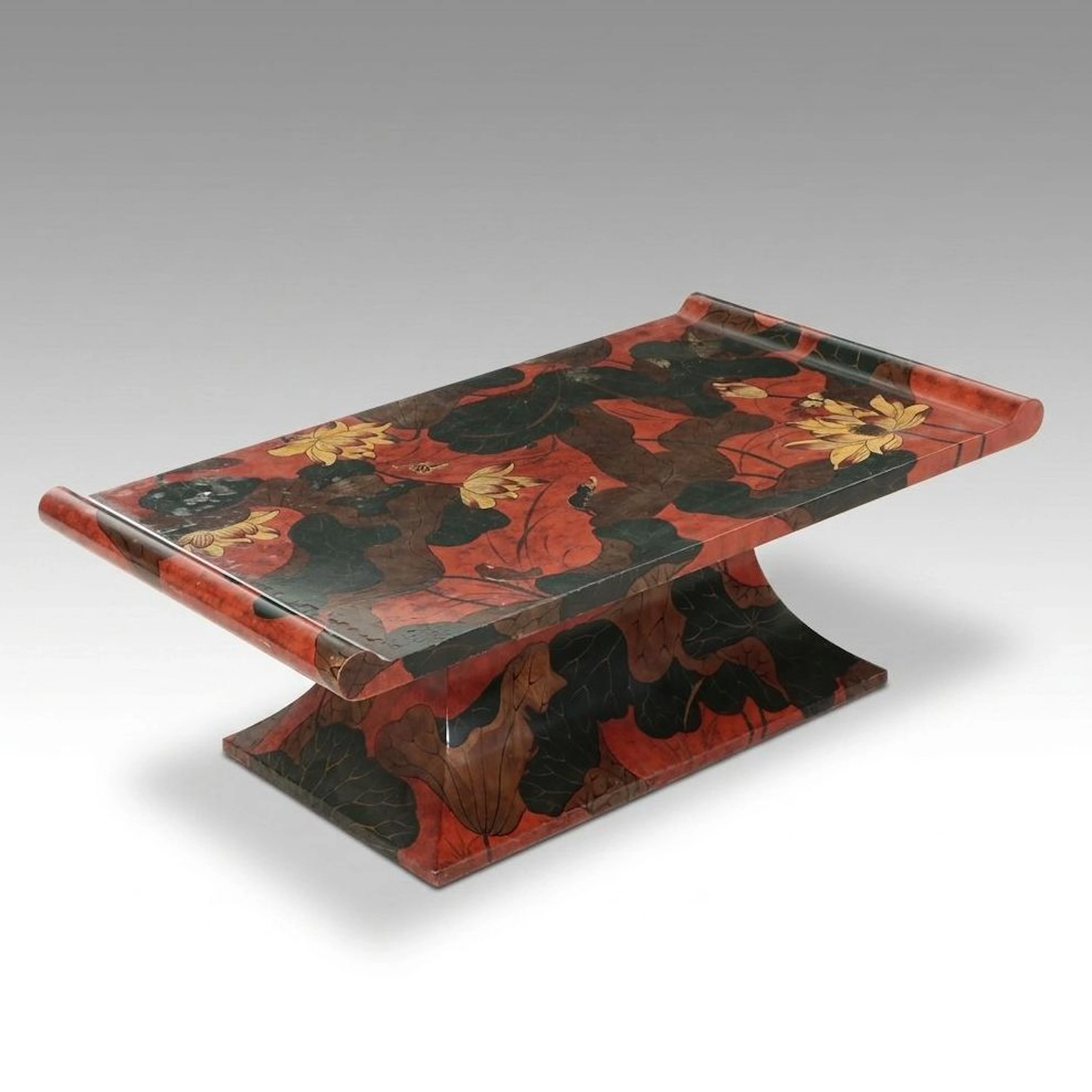 Vintage Art Deco Chinese Style Polychrome Lacquered Low Table