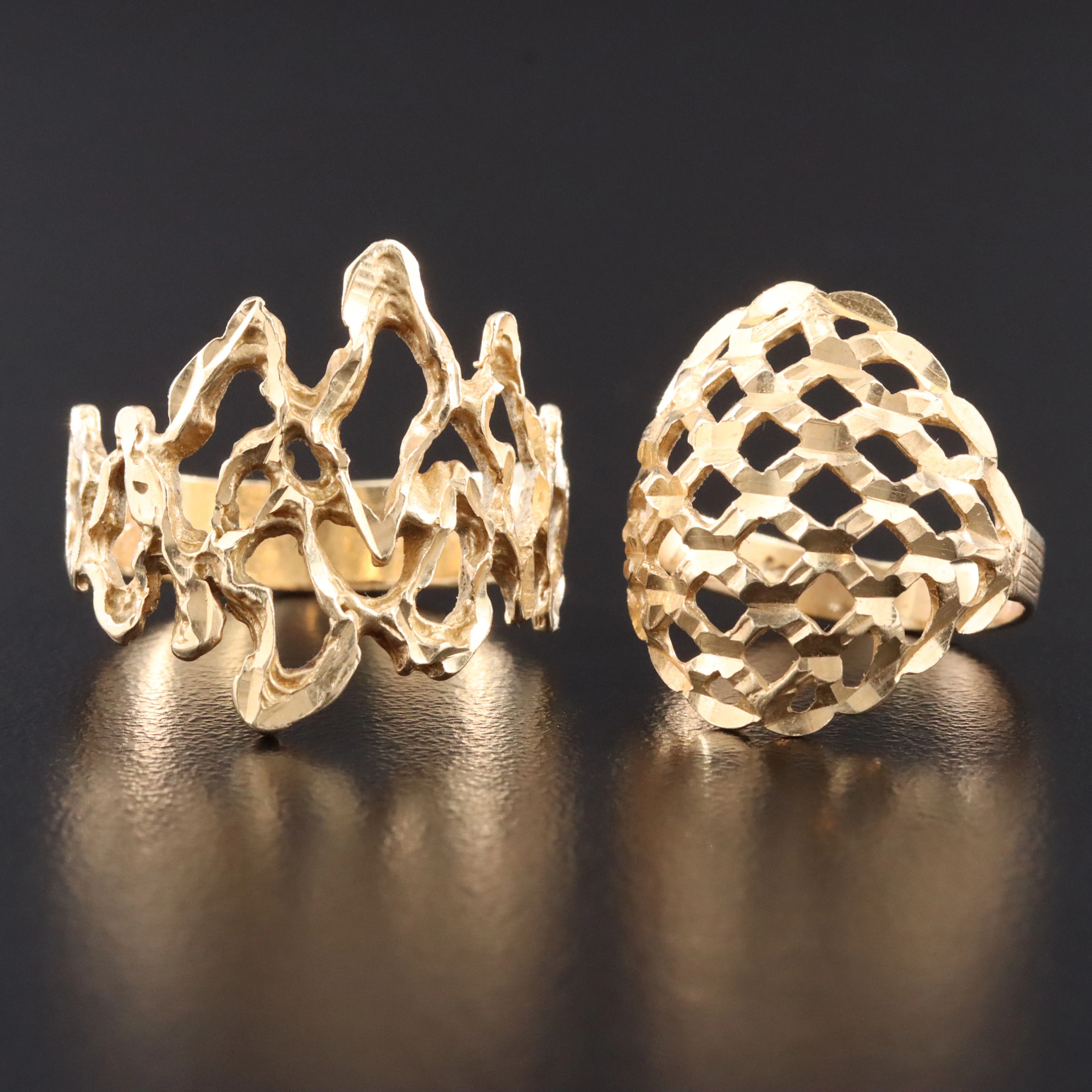 Michael Anthony 14K Free Form & Crosshatch Rings
