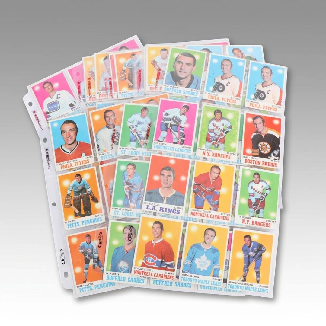 1970-71 Topps Hockey Cards with Tim Horton, Bob Pulford, and Rod Gilbert