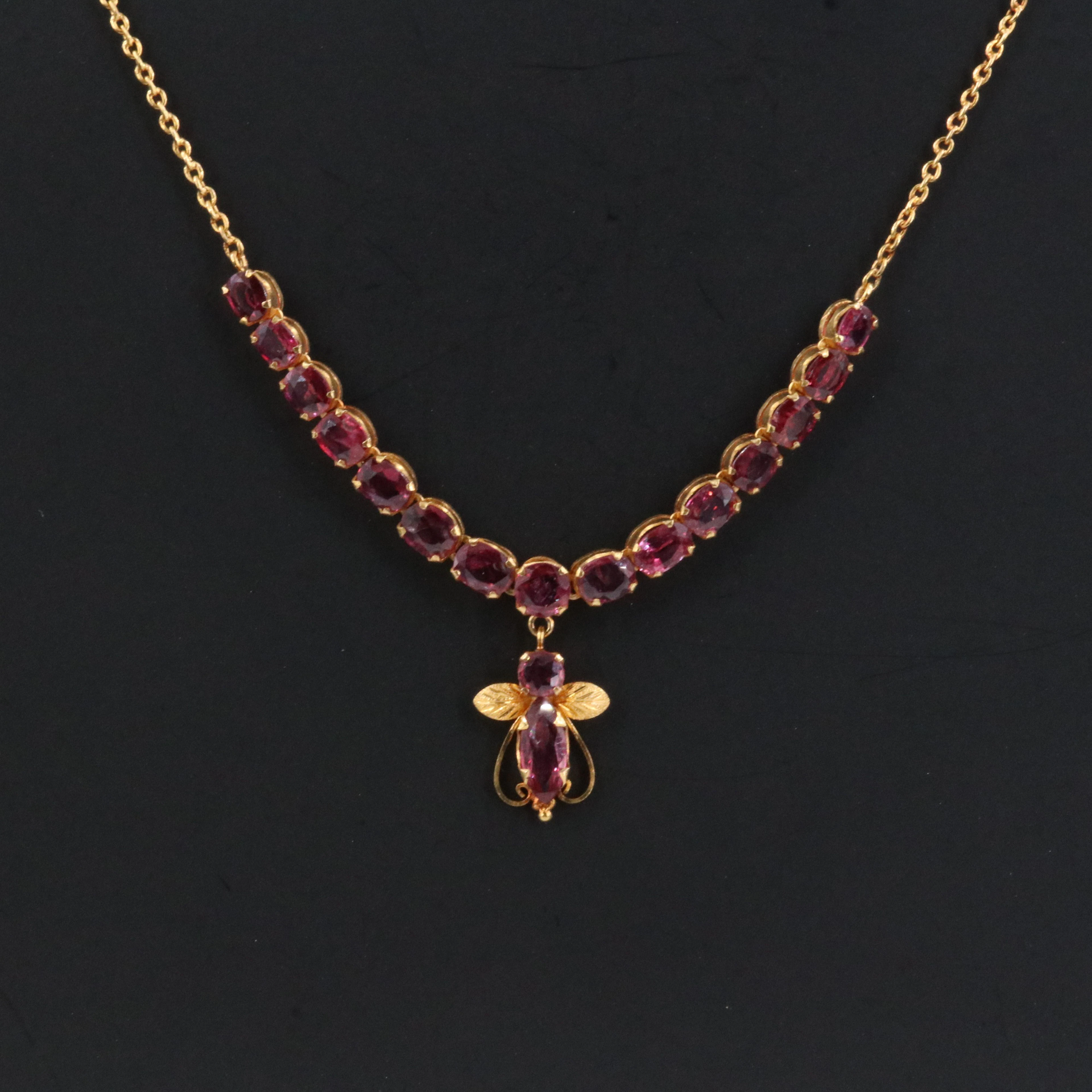 20K Ruby Floral Drop Necklace