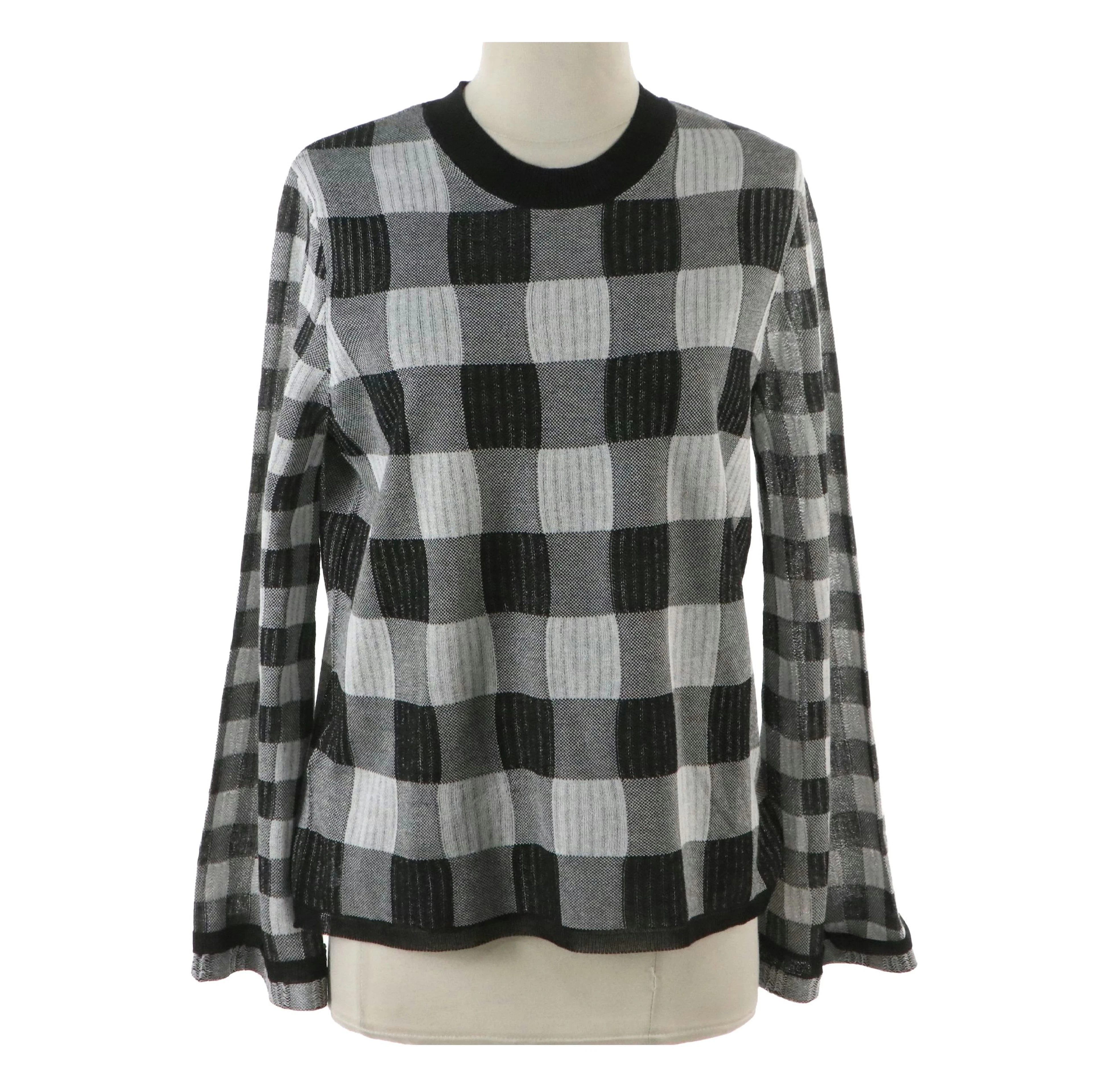 McQ Alexander McQueen Black/White Check Long Sleeve Blouse