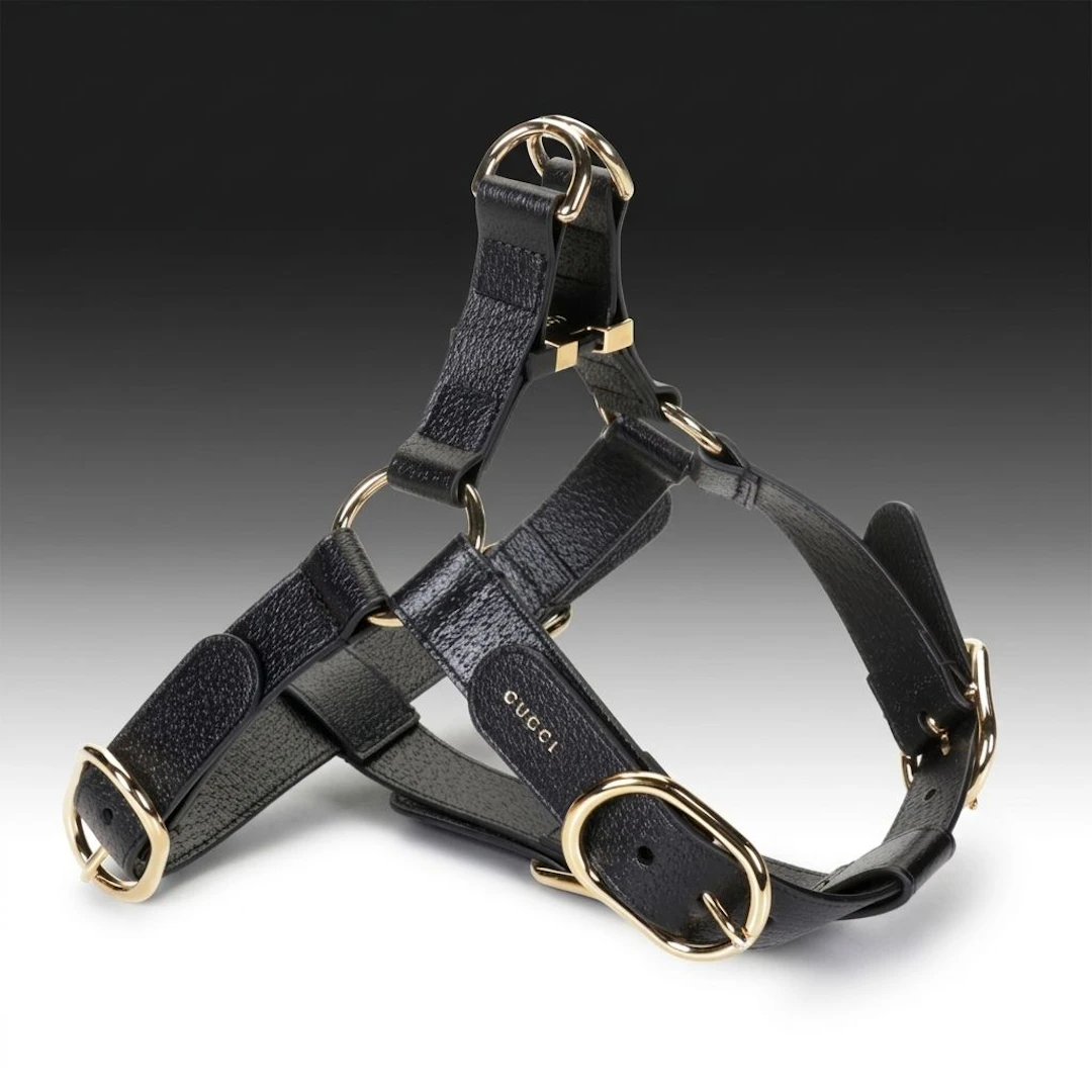 Gucci Demetra Black Leather Pet Harness