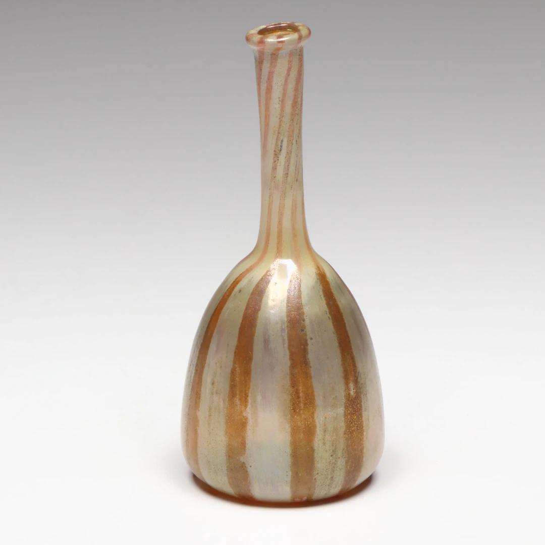 Louis Comfort Tiffany Striped Favrile Glass Bud Vase, Late 19th/Early 20th C.