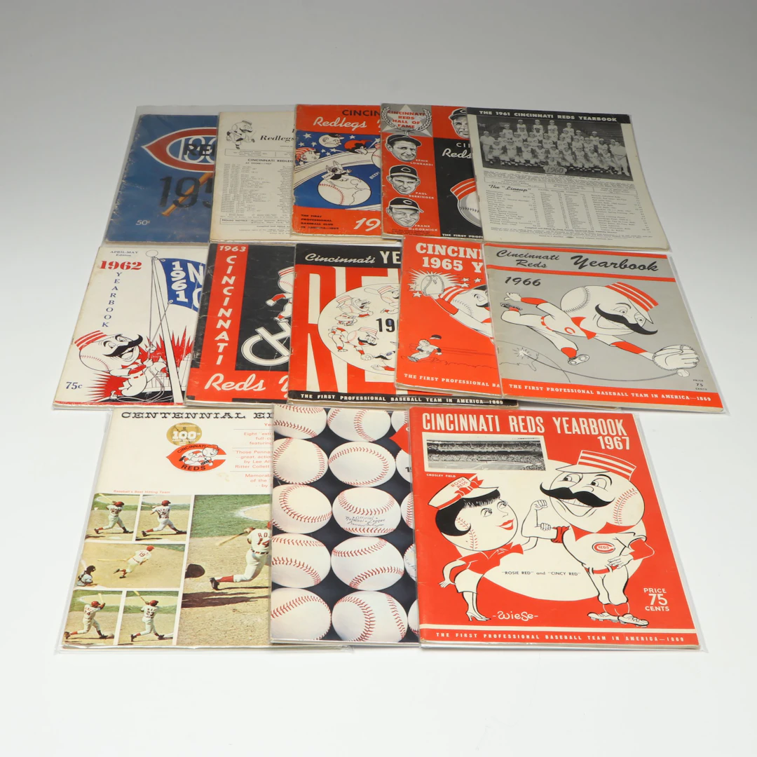 Thirteen Vintage Cincinnati Reds Yearbooks, 1951 to 1969