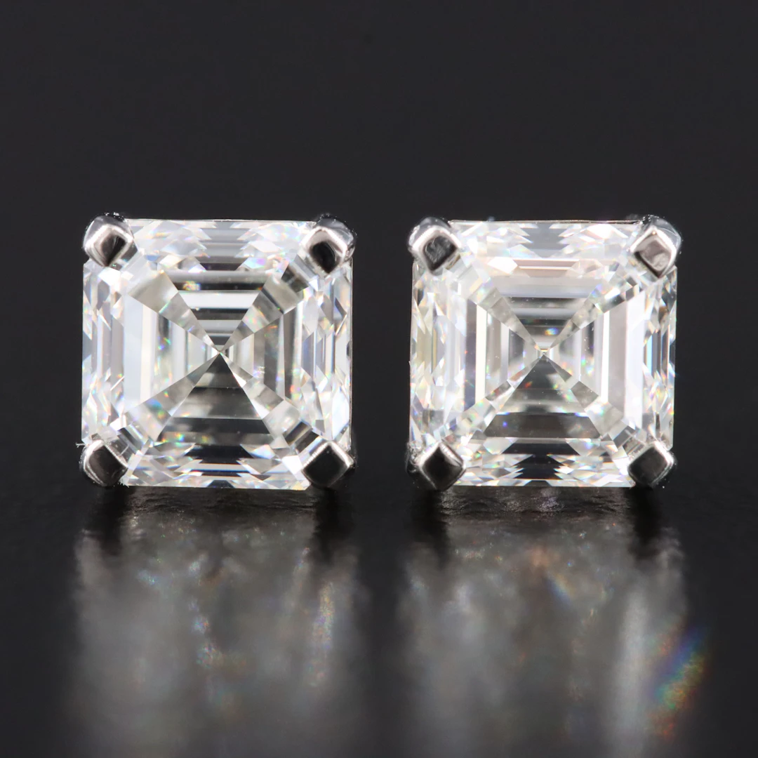 Platinum 2.02 CTW Diamond Stud Earrings with GIA Reports