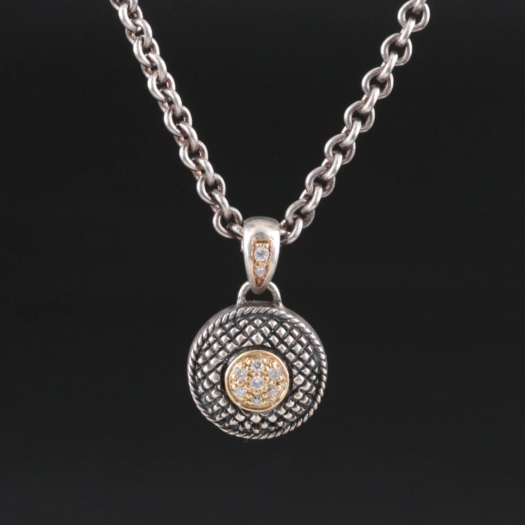 Andrea Candela Sterling Diamond Necklace with 18K Accent