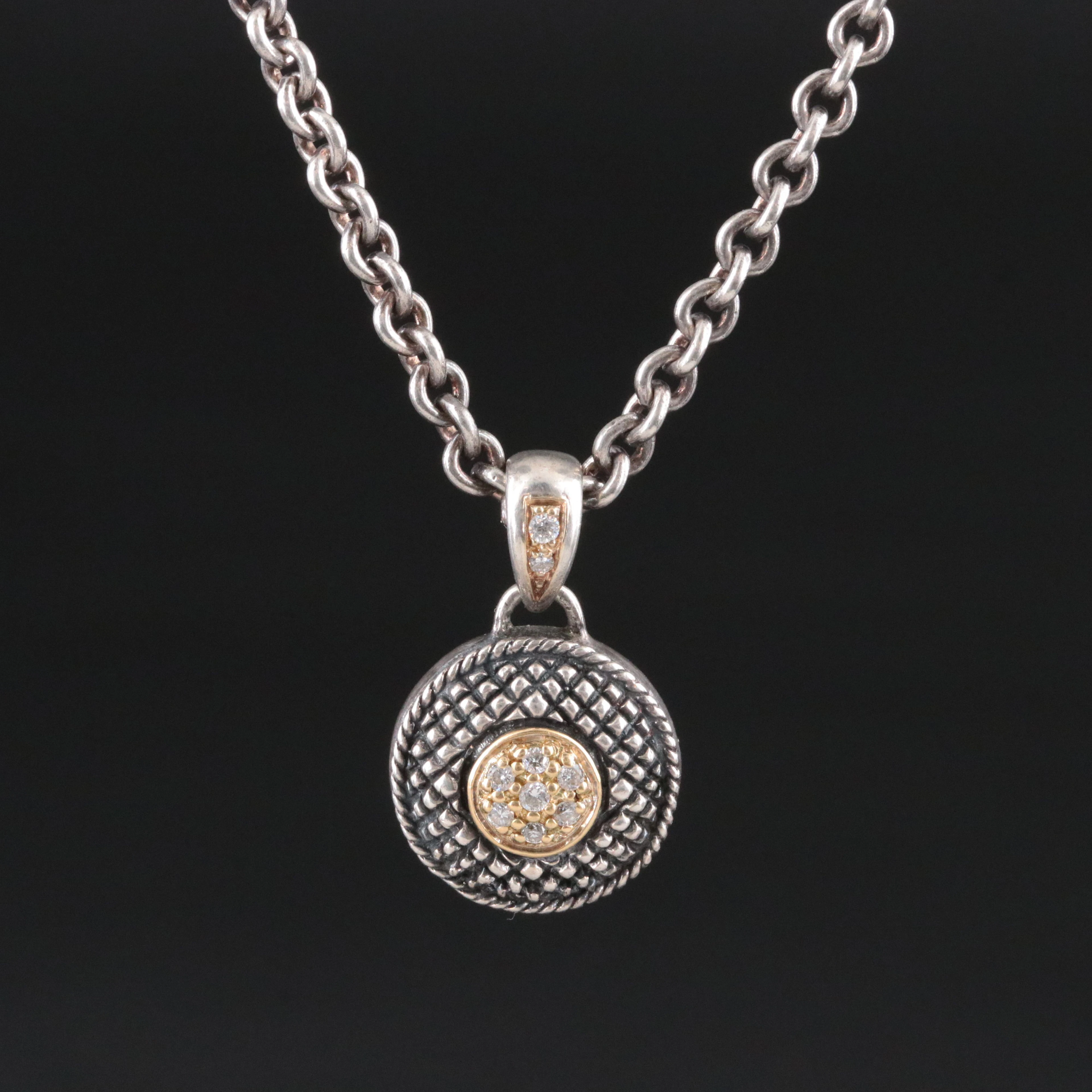 Andrea Candela Sterling Diamond Necklace with 18K Accent