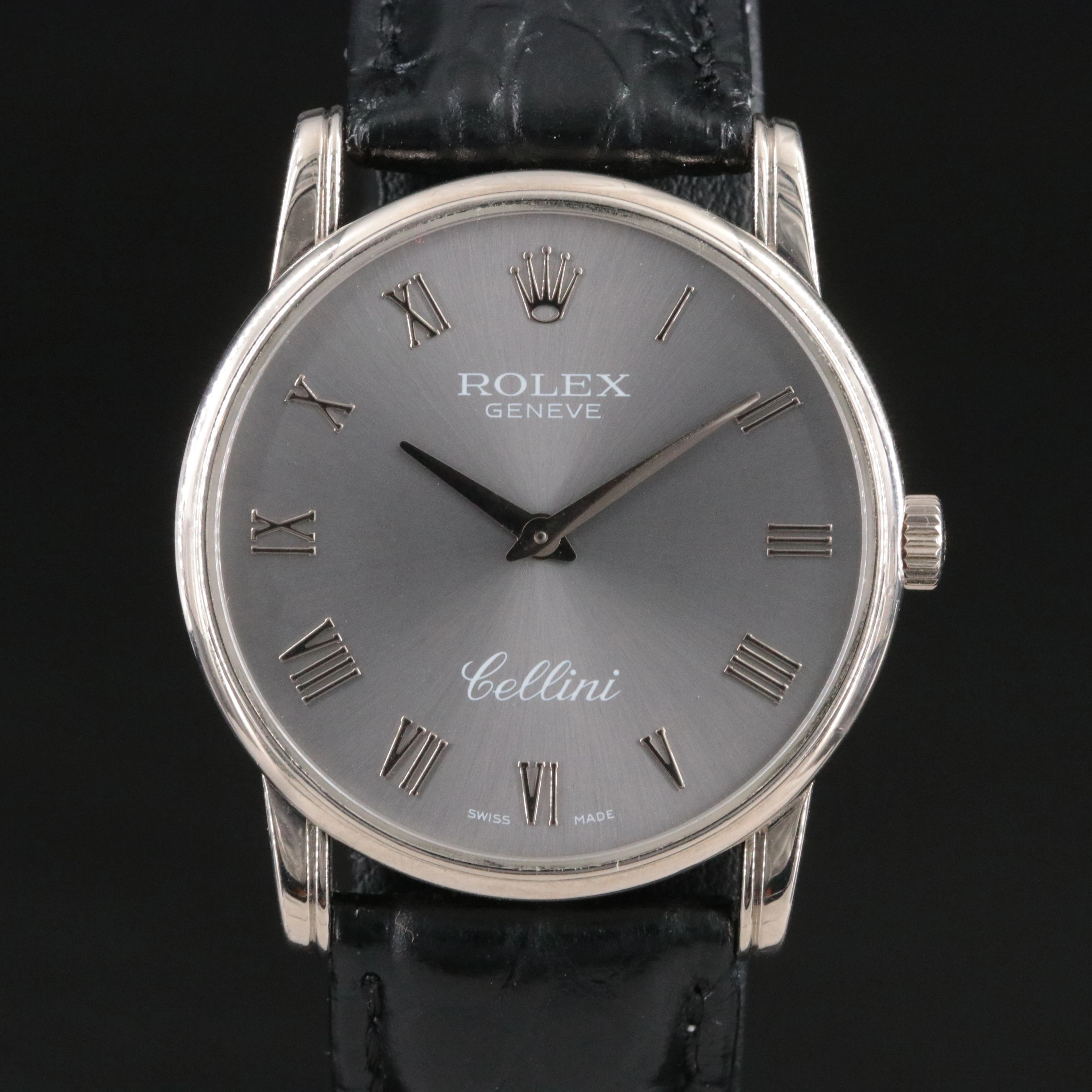 Rolex Cellini 18K White Gold Grey Manual Wind Model 5116 Watch