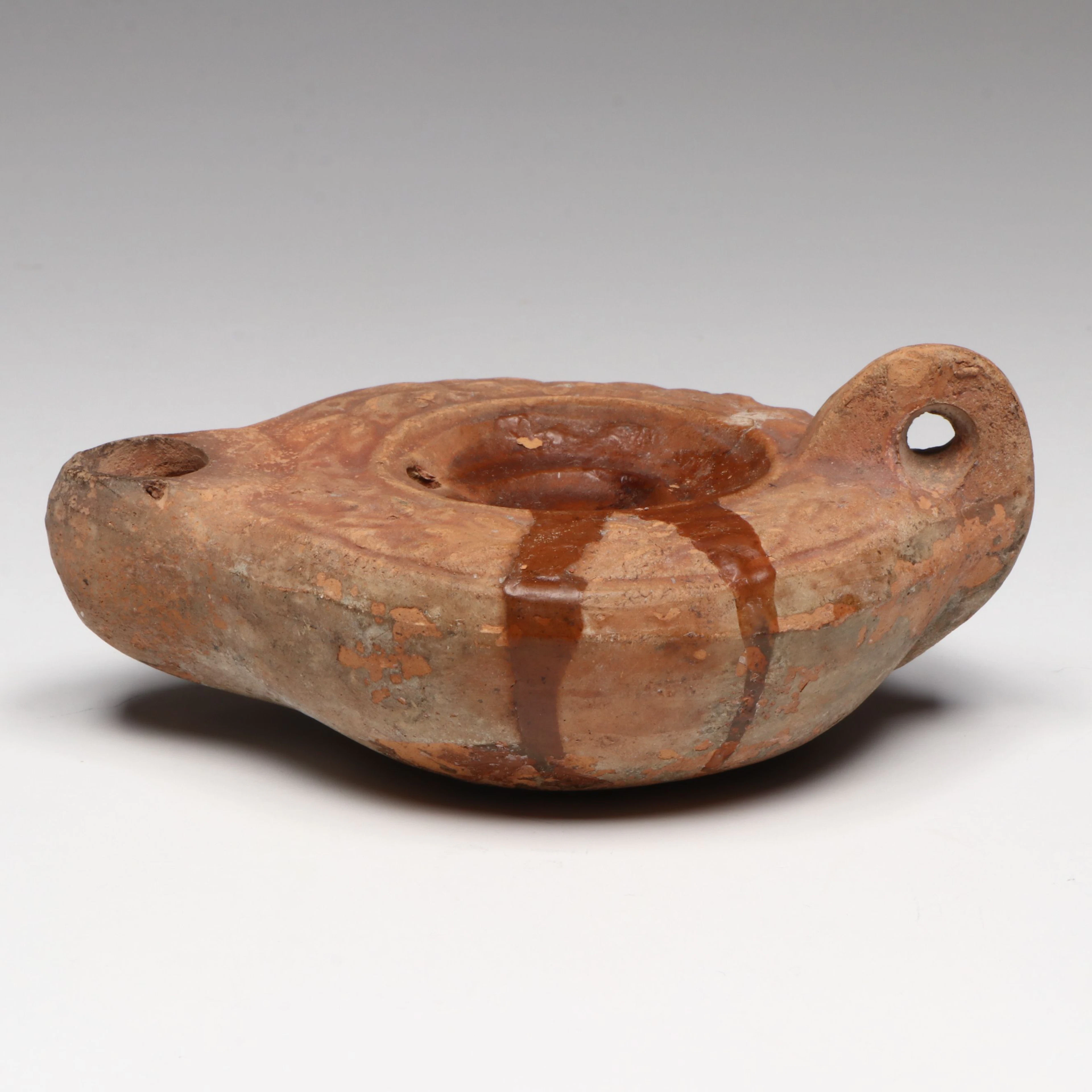 Ancient Roman Floral Embossed Oil Lamp