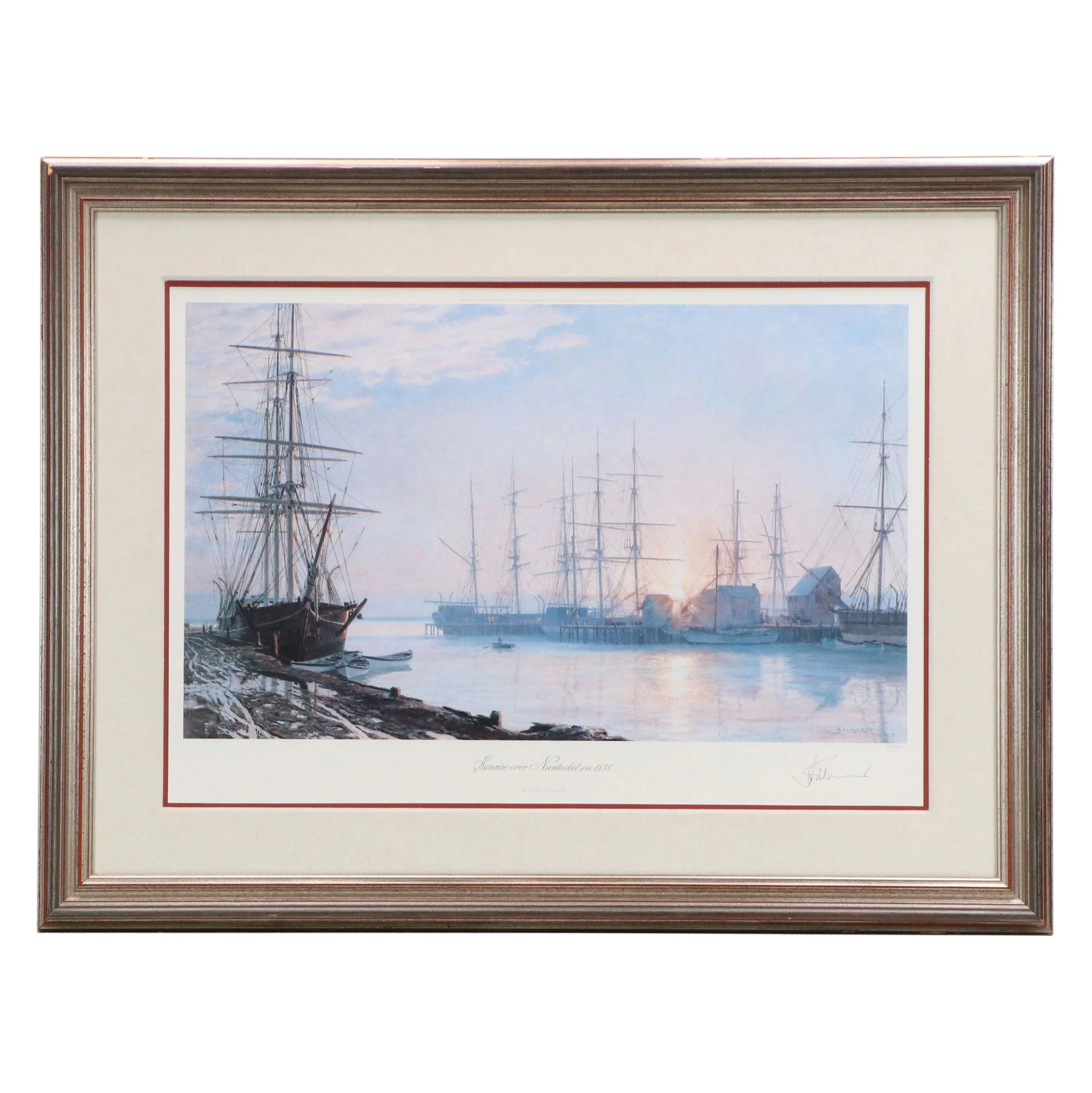 John Stobart Offset Lithograph "Sunrise Over Nantucket in 1835," Circa 1987