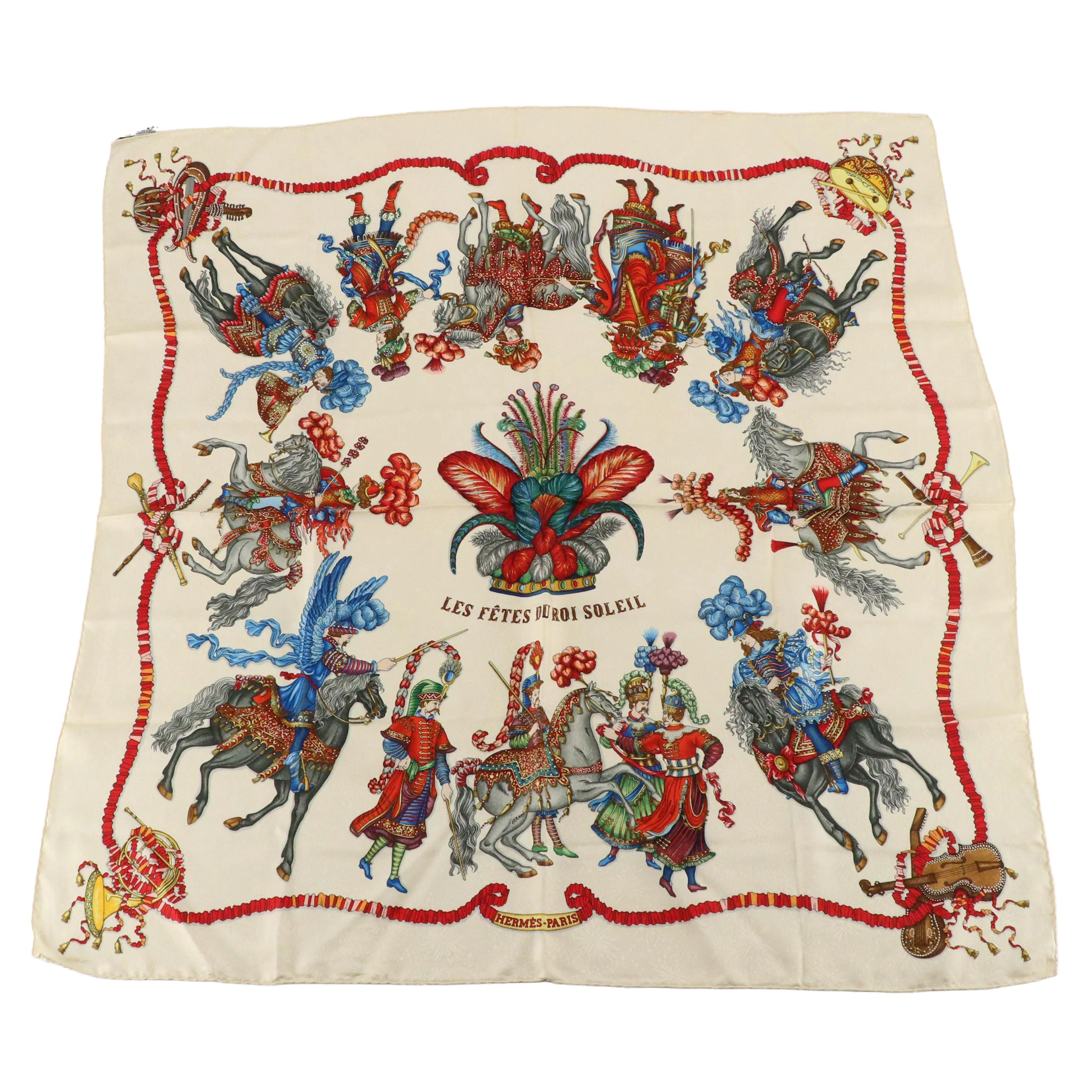 Hermés "Les Fêtes du Roi Soleil" Silk Fireworks Jacquard Scarf 90 in Box