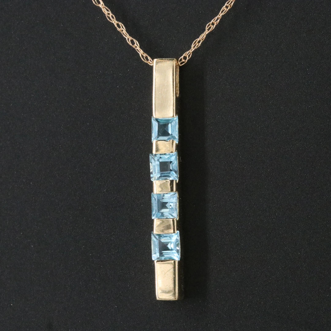 14K Blue Topaz Pendant Necklace
