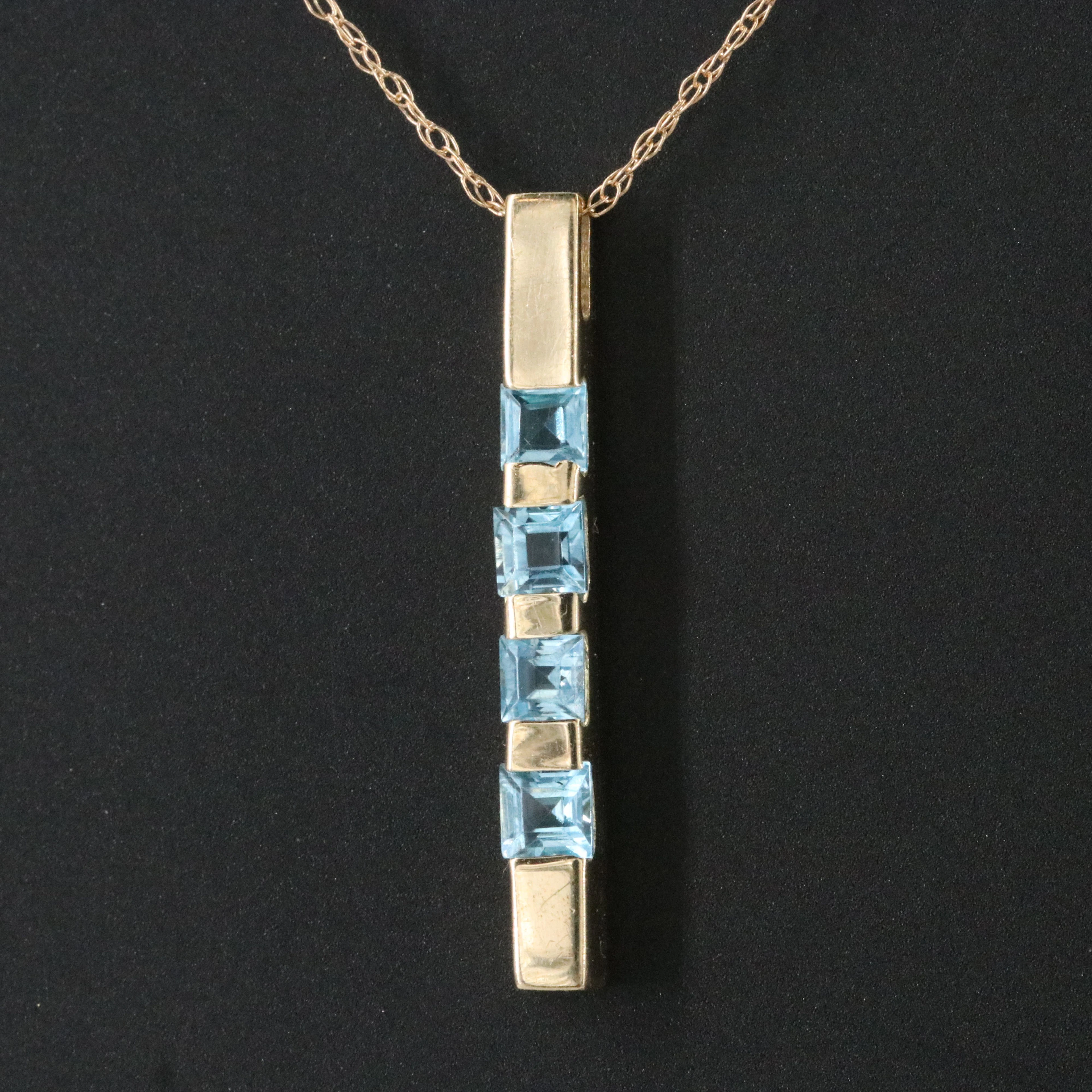 14K Blue Topaz Pendant Necklace