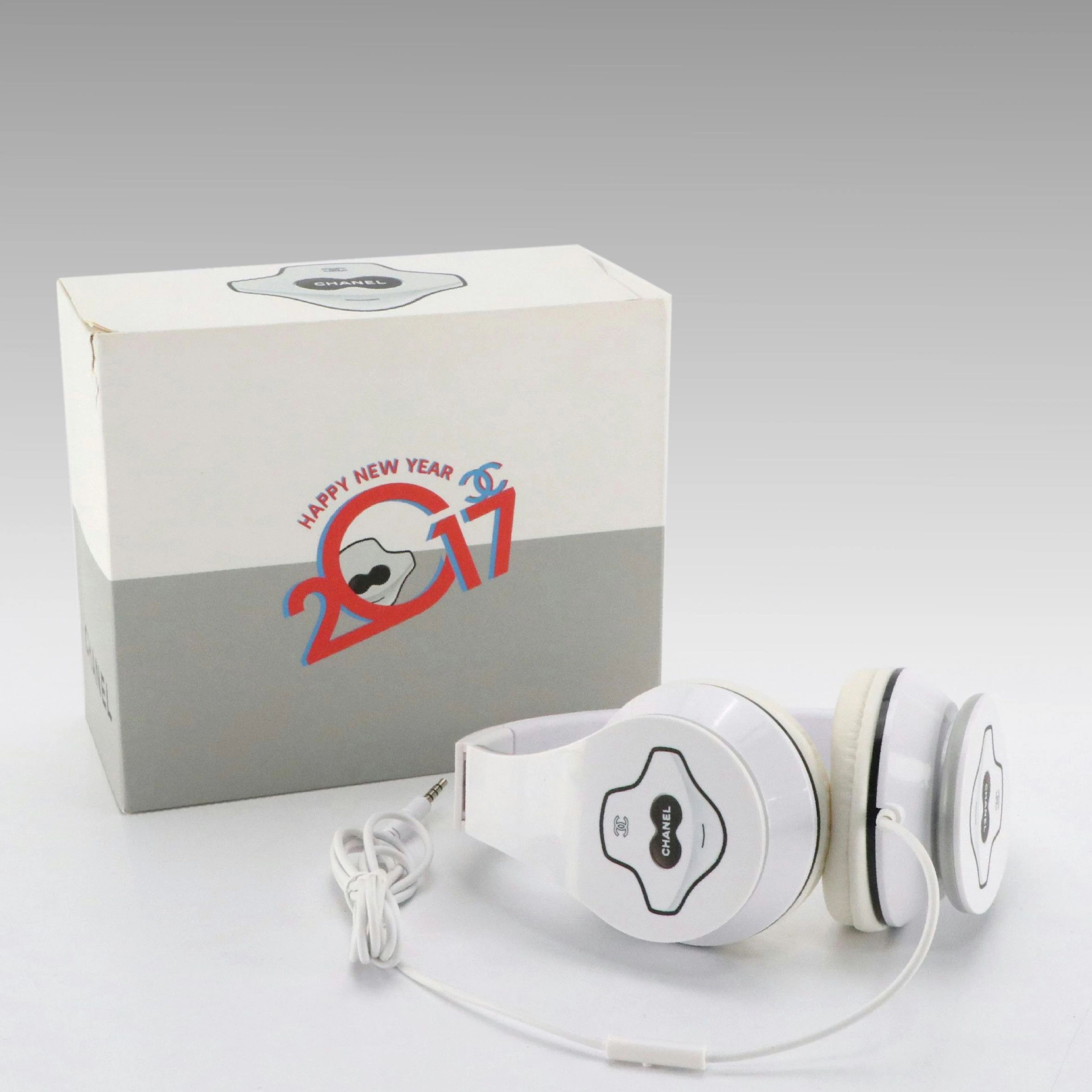 Chanel Limited Edition 2017 VIP 'Cocobot' White Plastic Headphones, With Box