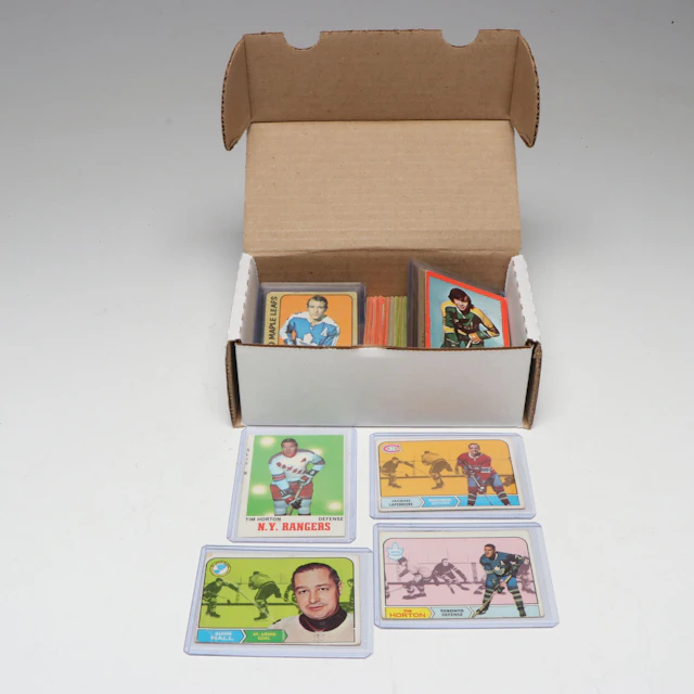 1960s-1970s Topps Hockey Cards with Tim Horton, Glenn Hall, & Jacques
