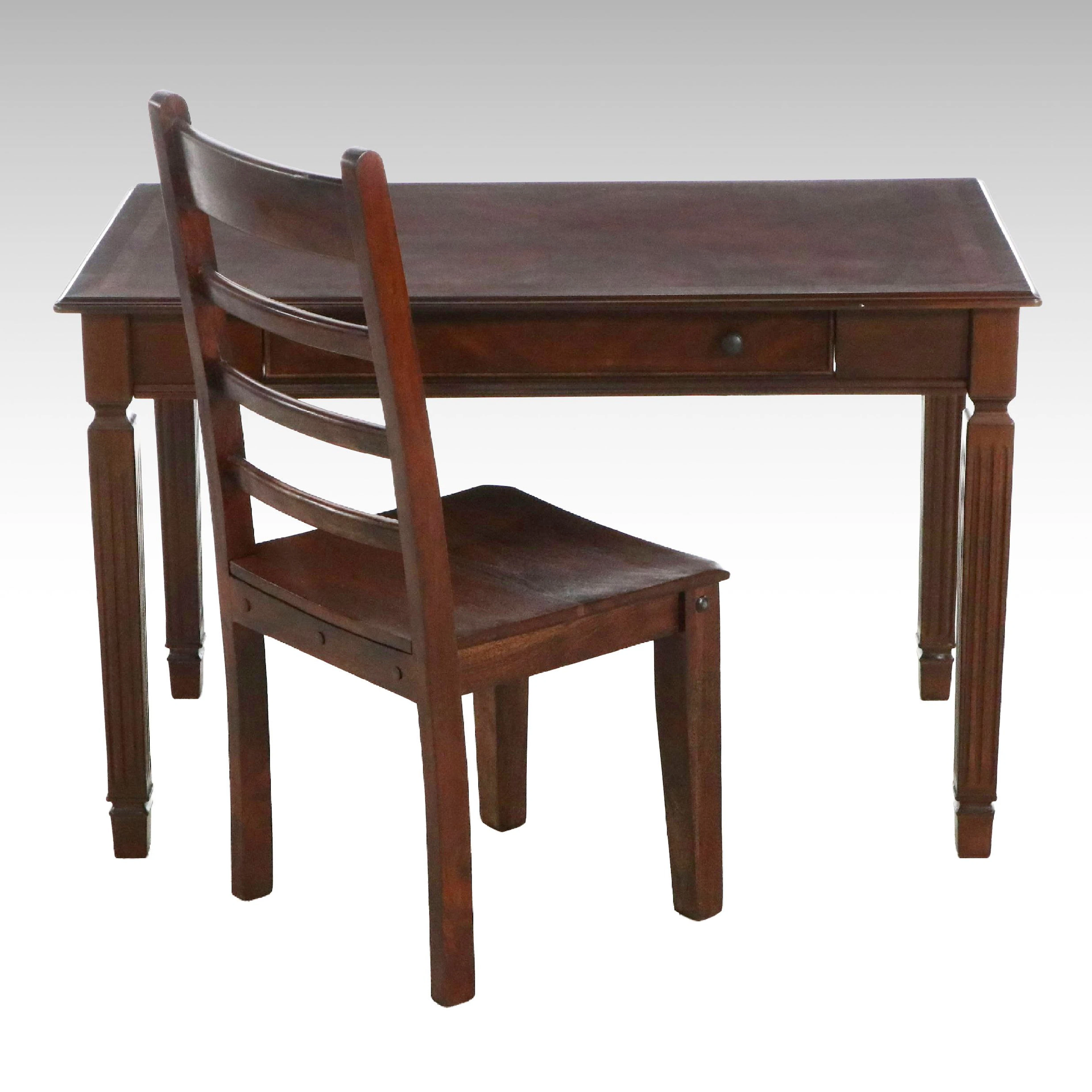 Modern Wooden Computer Writing Desk and Chair Set, 21st Century