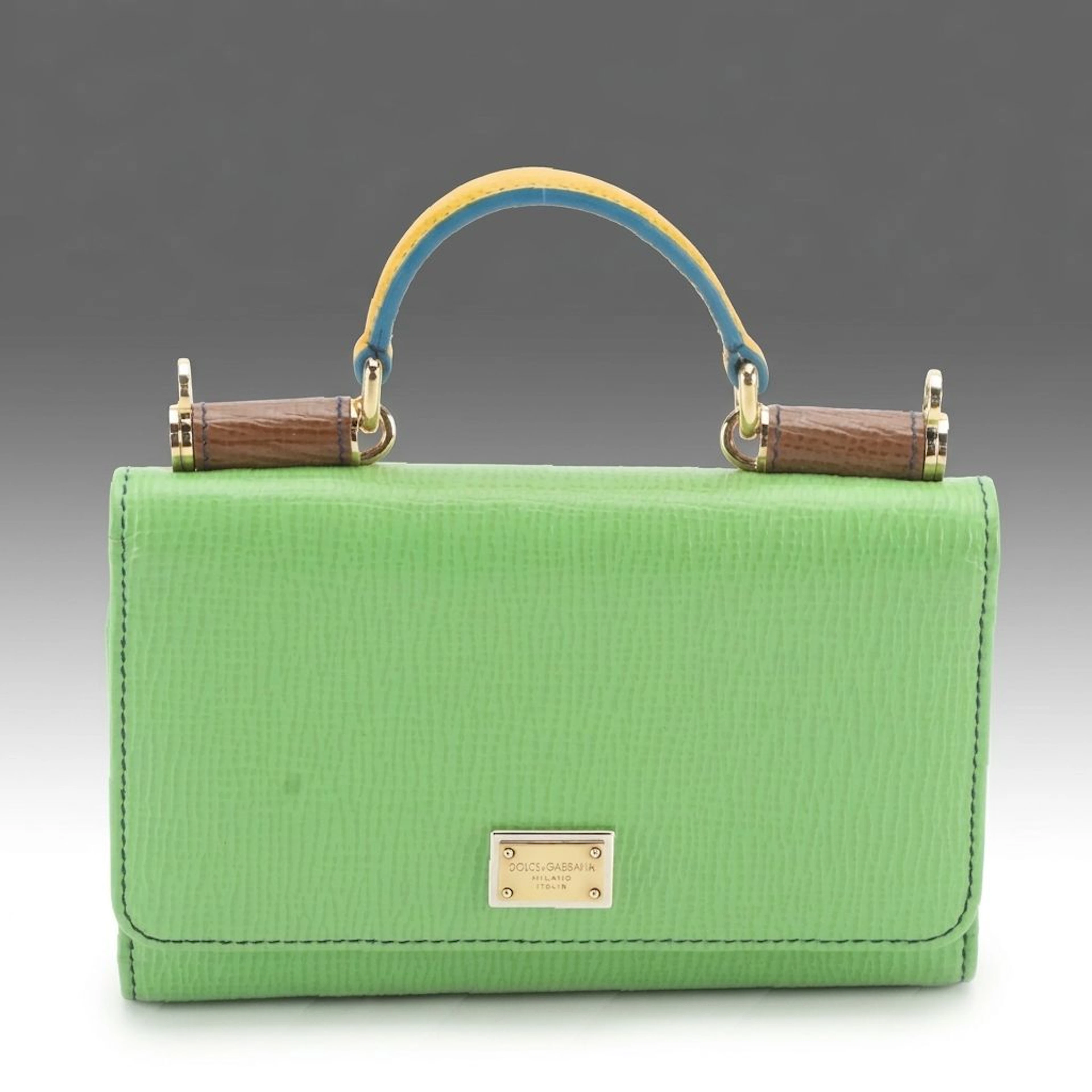 Dolce & Gabbana Miss Sicily Von Wallet-On-Chain Two-Way Bag in Green Leather