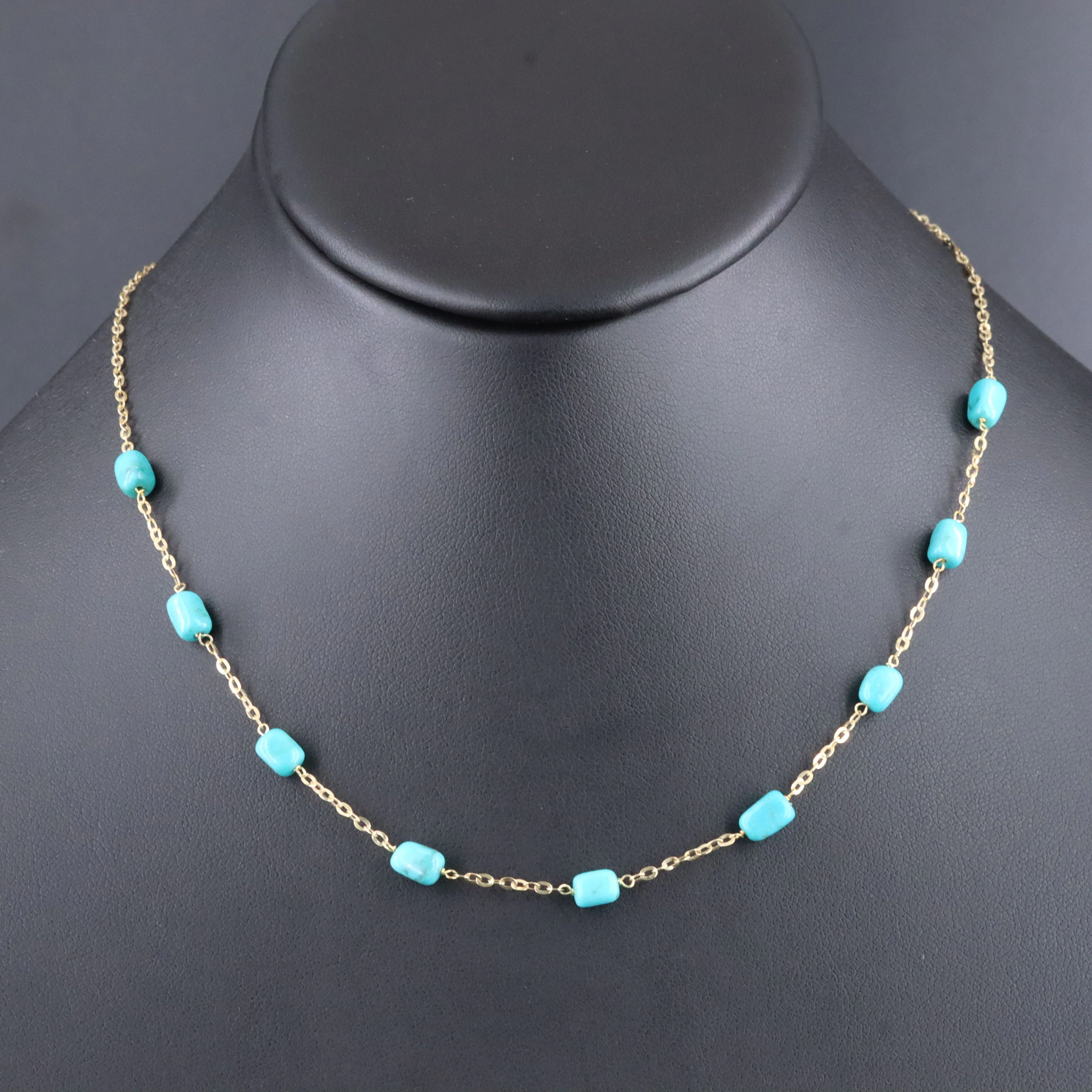 Italian Milor 14K Turquoise Station Necklace