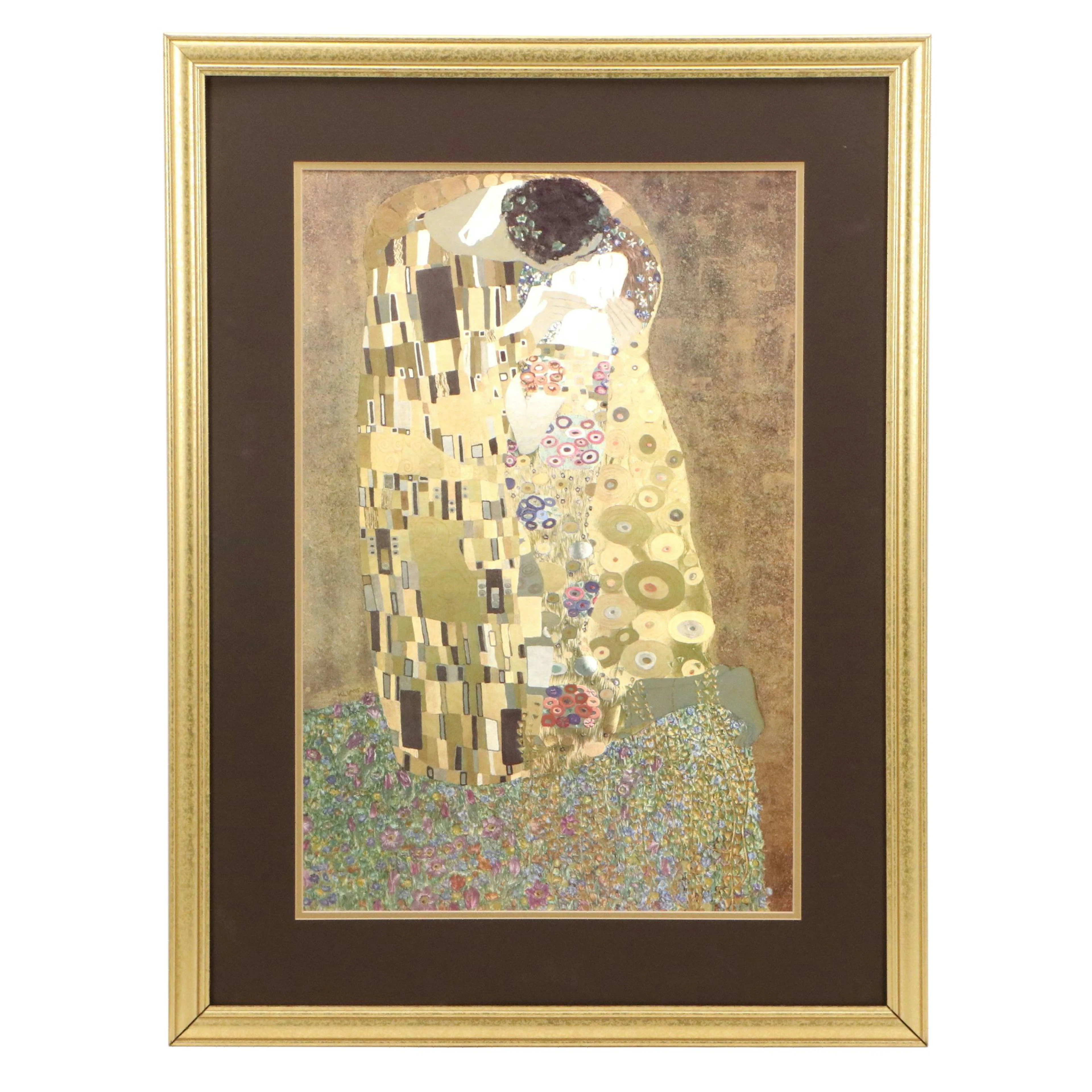 After Gustav Klimt Offset Lithograph "The Kiss"