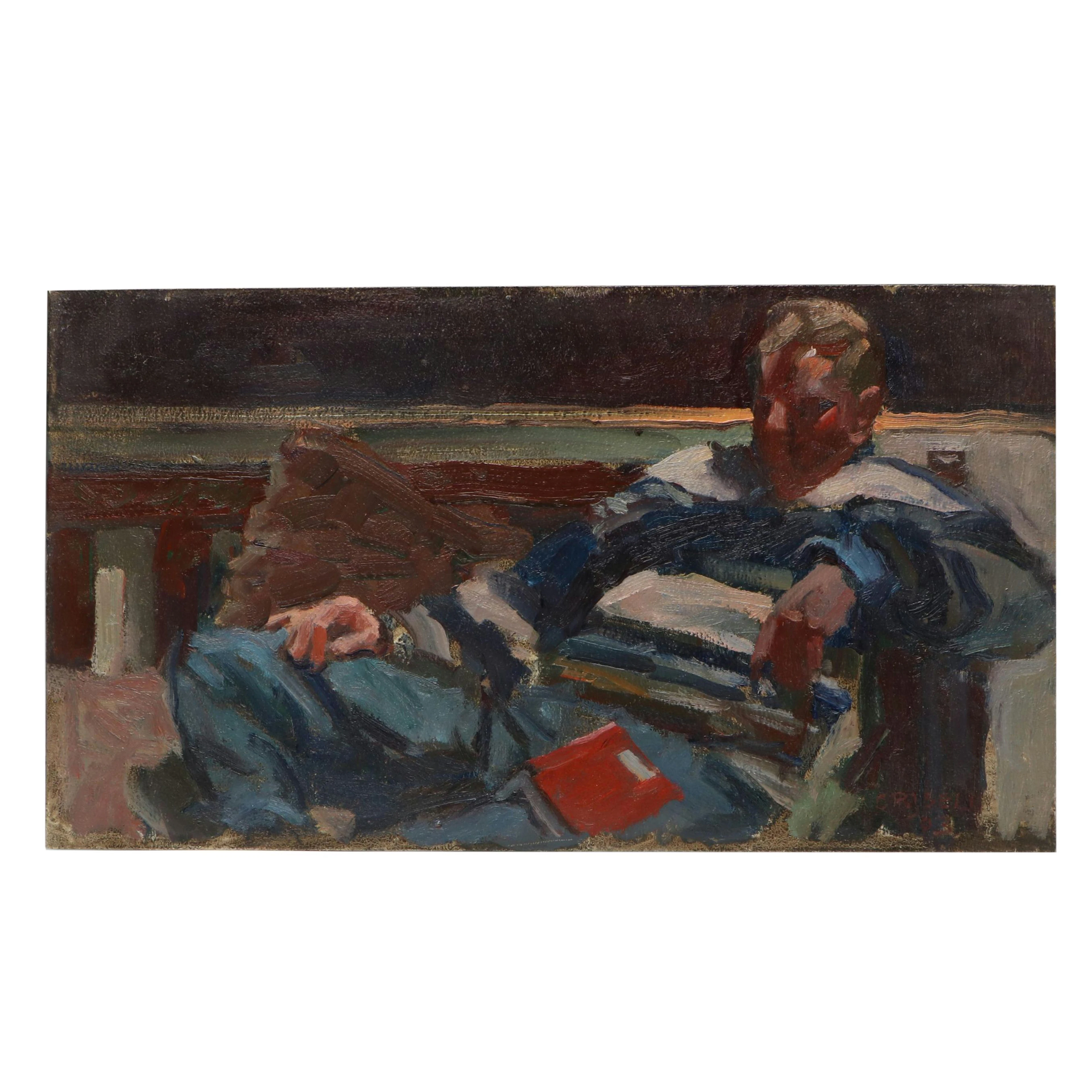 Susan Grisell Portrait Oil Painting of Man with Book