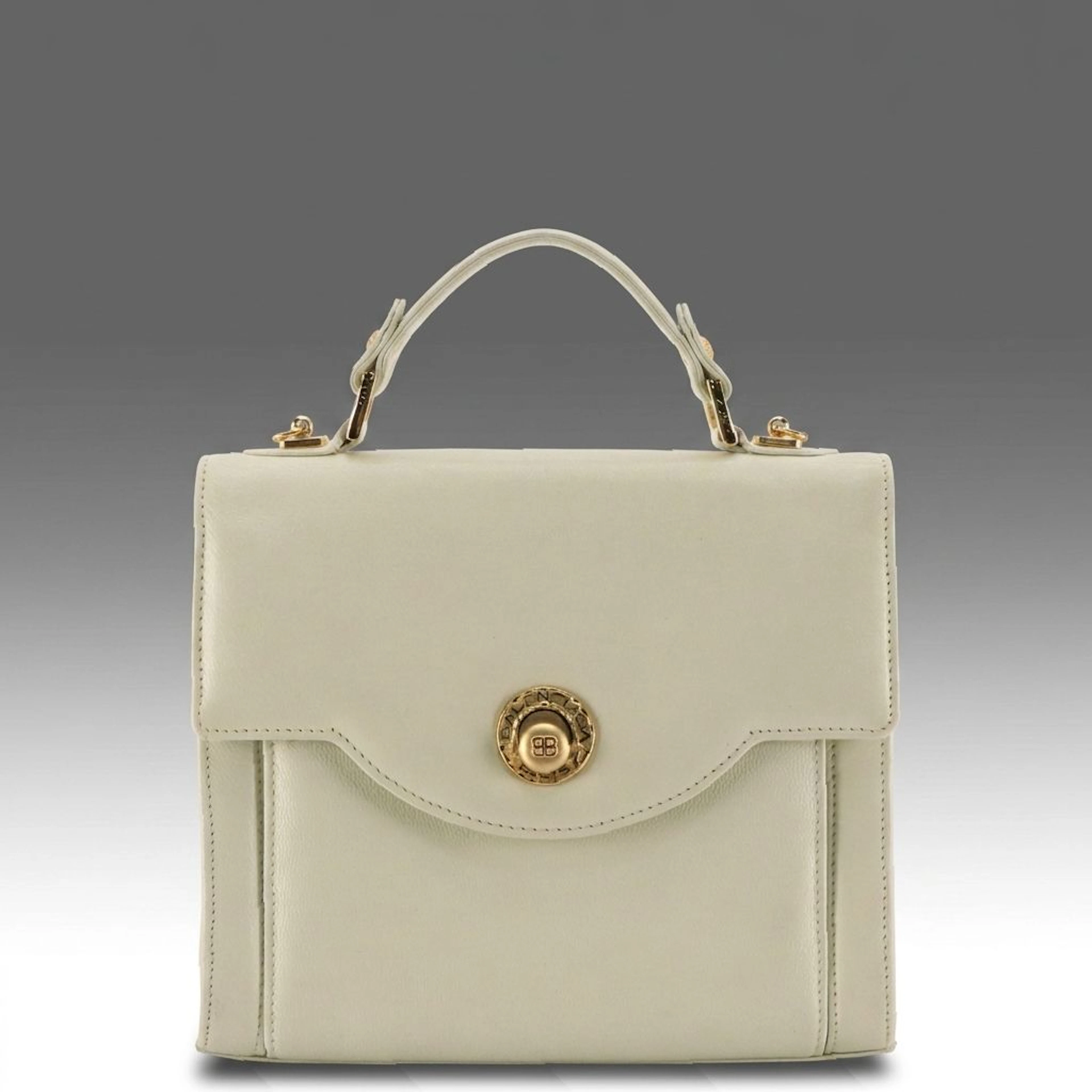 Balenciaga Vintage Top Handle Bag in Ivory Grained Leather