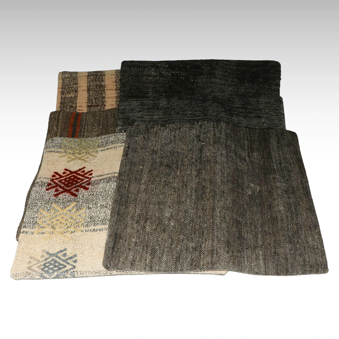 Turkish Overdyed Handwoven Rug Faced Pillow Covers