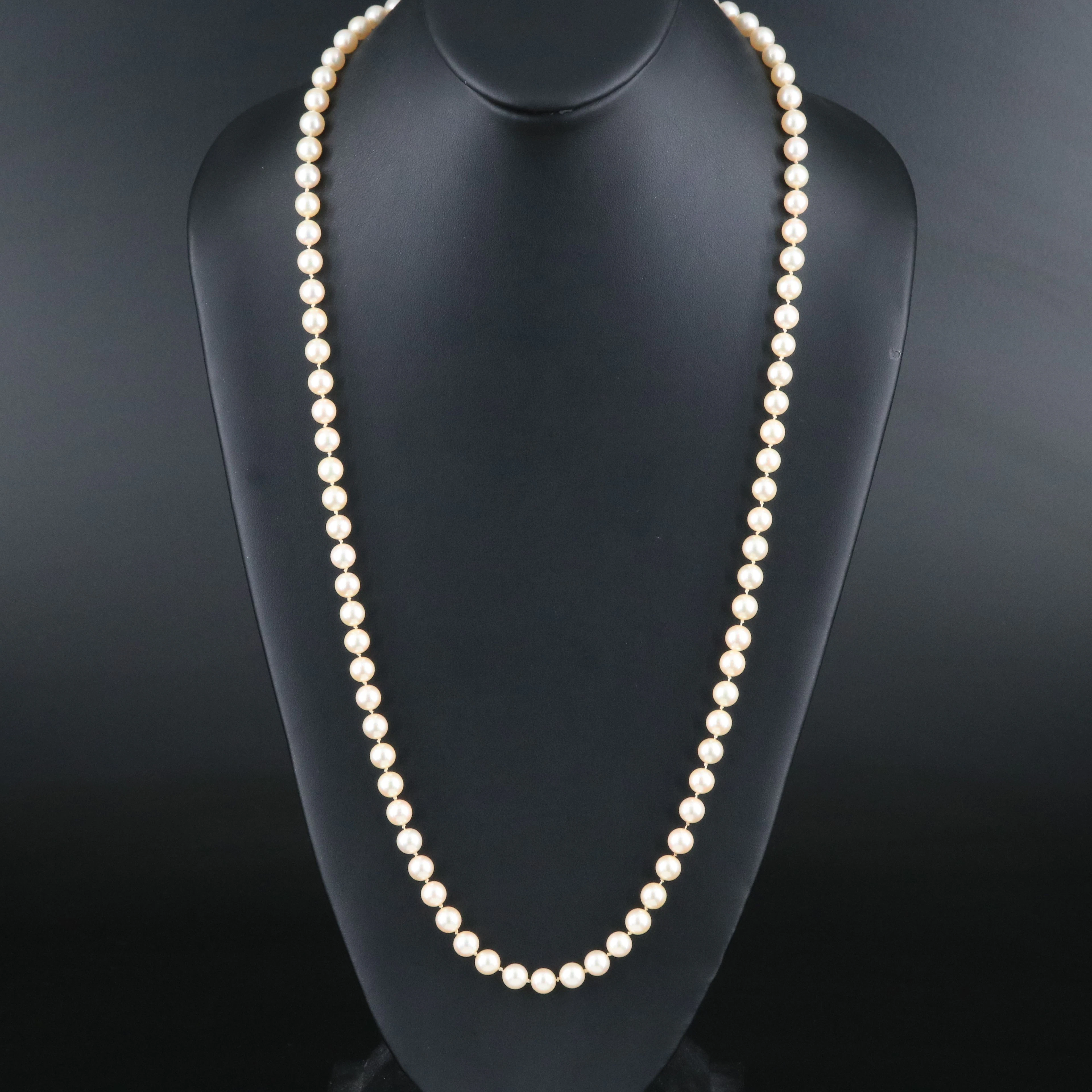 Mikimoto Opera Length Pearl Necklace with 18K Clasp
