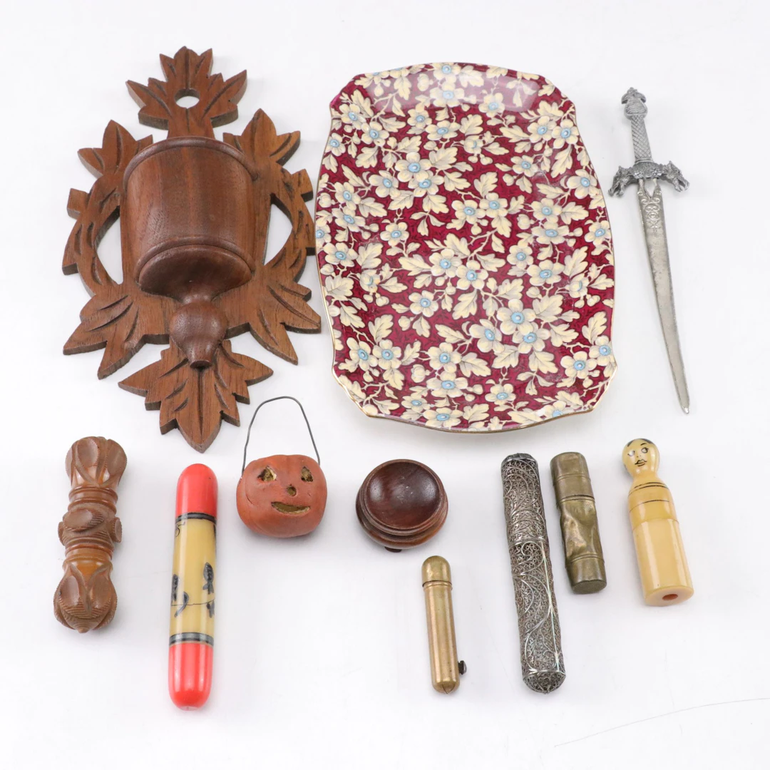 Lord Nelson Trinket Dish, Victorian Style Match Holder, Filigree Etui & More